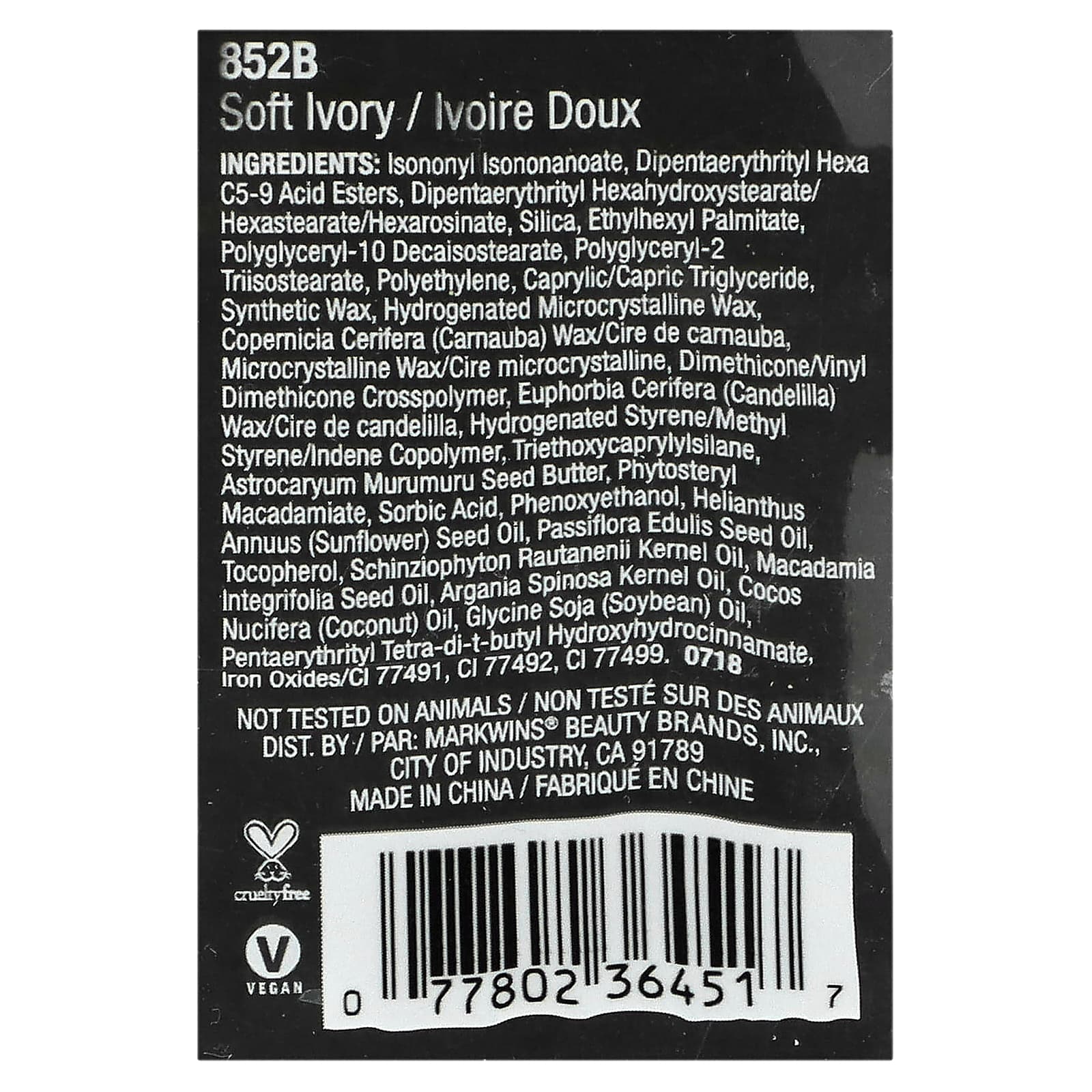 wet n wild, PhotoFocus, тональный стик, 852B слоновая кость, 1 стик