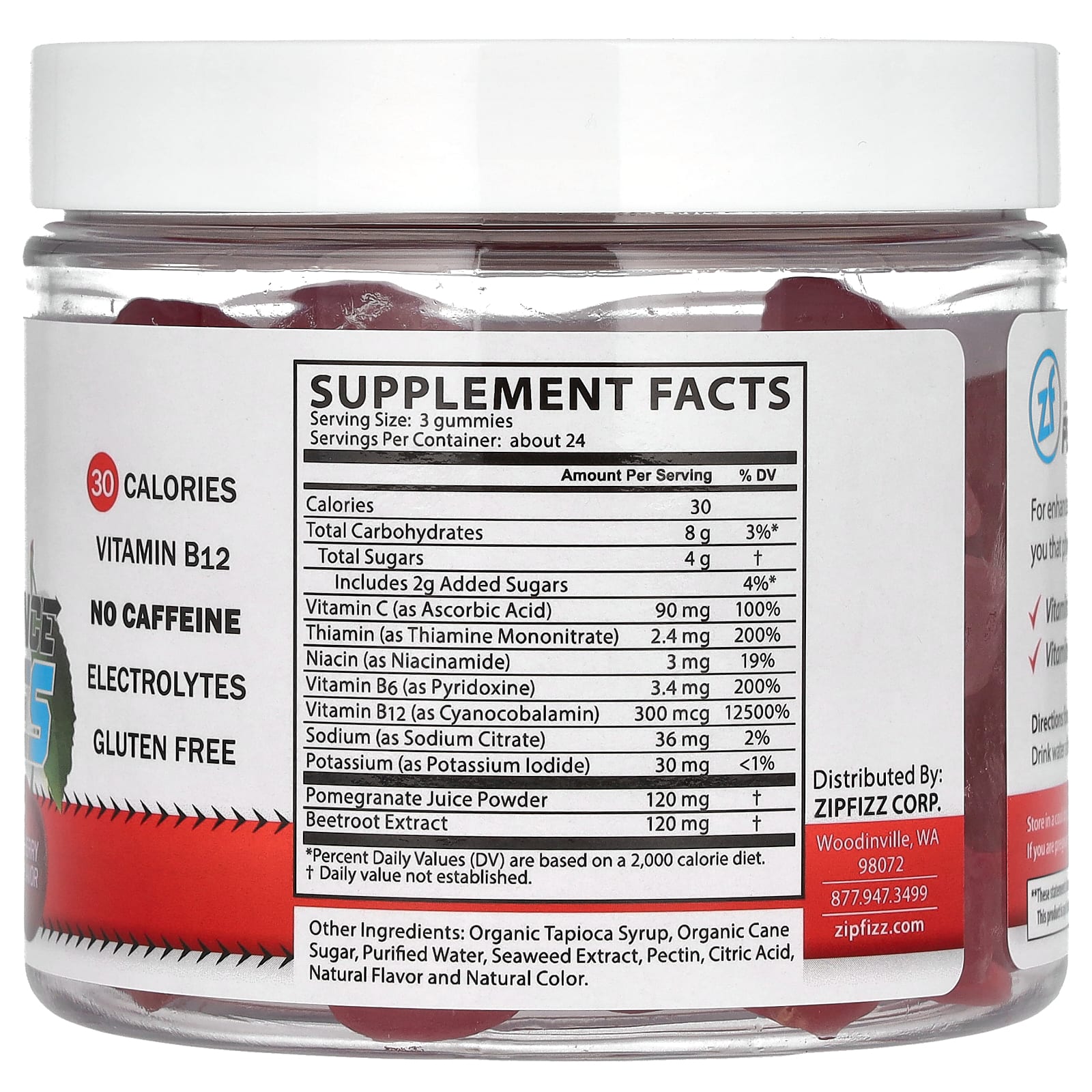 Zipfizz, Performance Gummies, жевательные таблетки для детей от 4 лет, со вкусом вишни, 72 жевательные таблетки