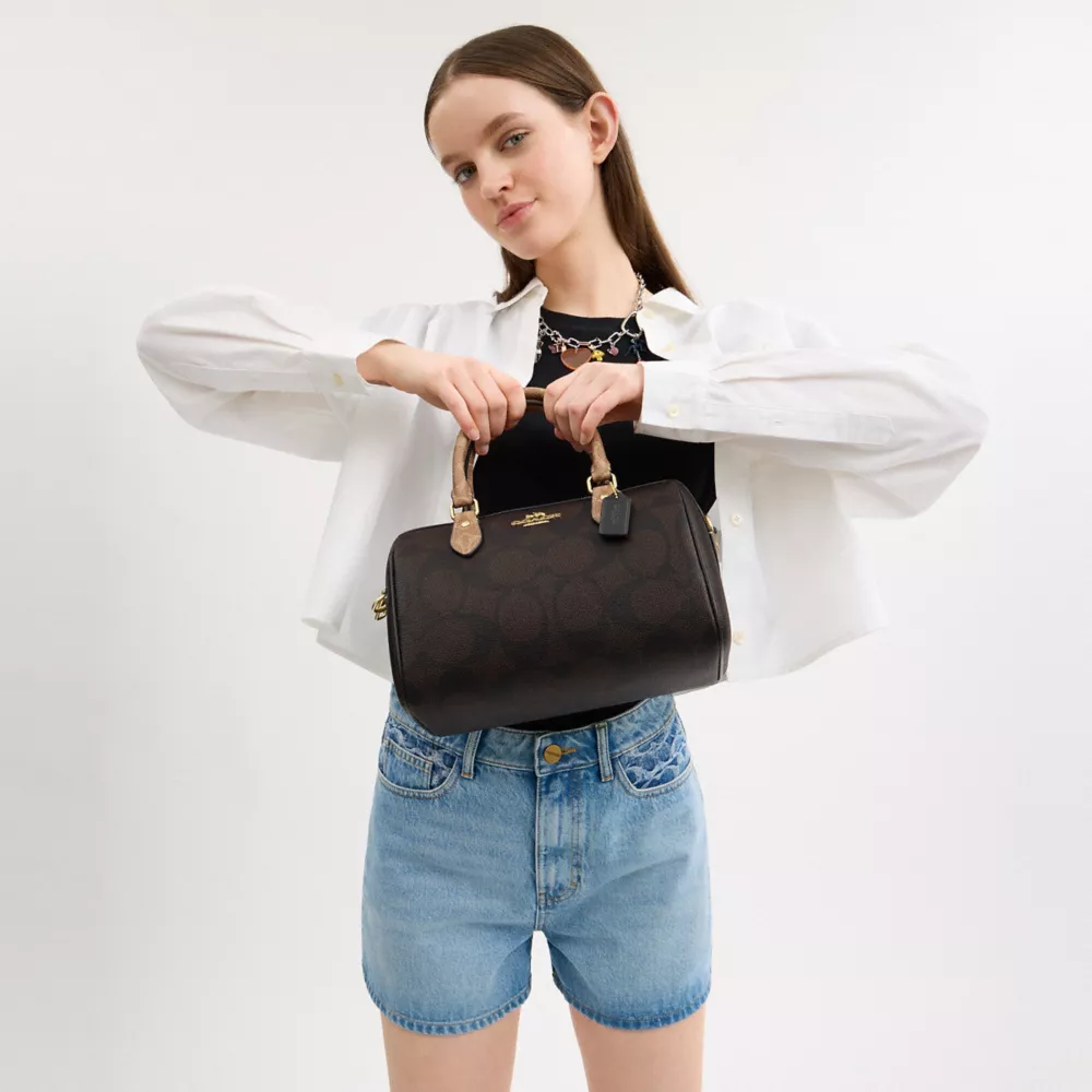 Сумка COACH Rowan Satchel Bag In Blocked Signature Canvas