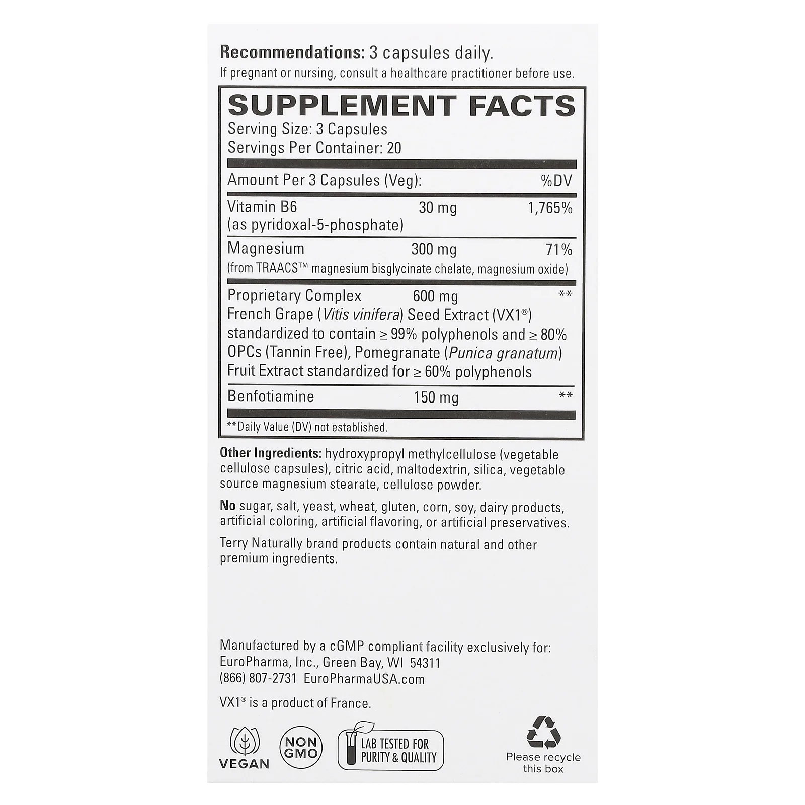 Terry Naturally, Clinical OPC, OPC, для здоровья сердца, 60 капсул