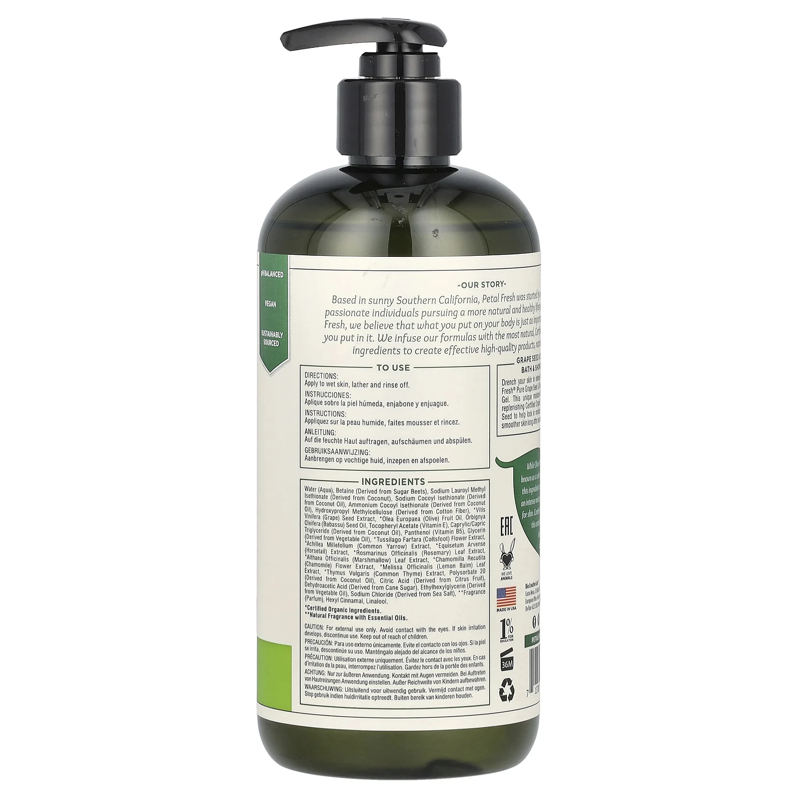 Petal Fresh, увлажняющий гель для ванны и душа, с маслом виноградных косточек и оливковым маслом, 475 мл (16 жидк. унций)