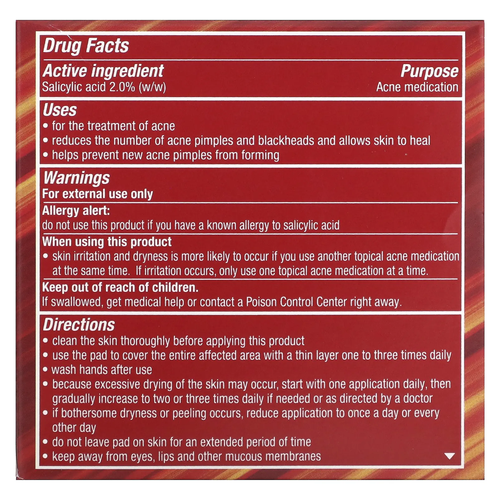 Stridex, Одношаговое средство от угрей, максимальная сила, без спирта, 55 мягких салфеток