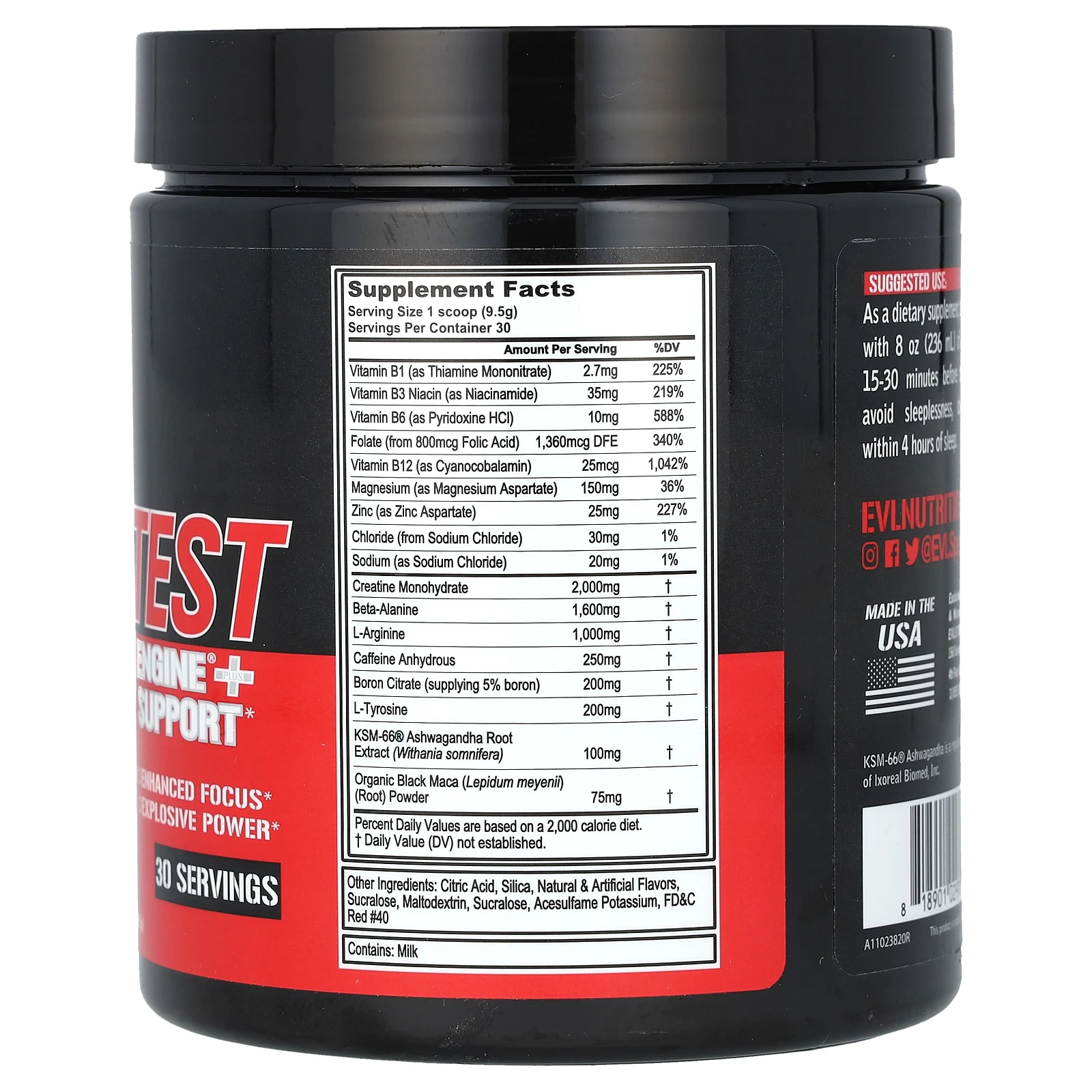 EVLution Nutrition, ENGN TEST, предтренировочная добавка с поддержкой уровня тестостерона, со вкусом фруктового пунша, 285 г (10,05 унции)