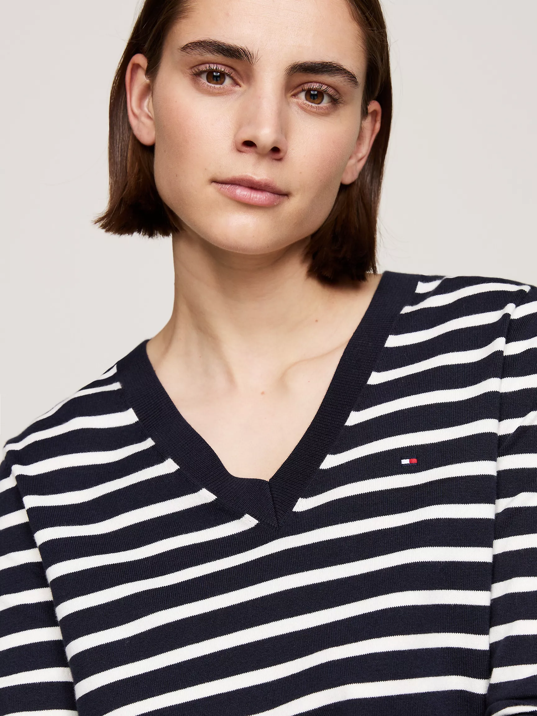 Женский свитер Tommy Hilfiger, Хлопковый джерсовый свитер с V-образным вырезом