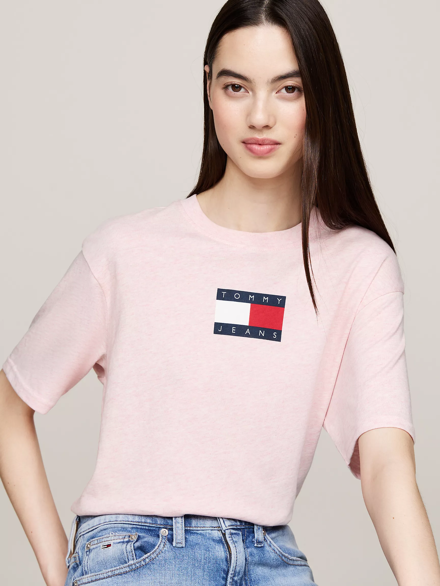 Женская футболка Tommy Hilfiger, Свободная футболка из пряжи разного цвета