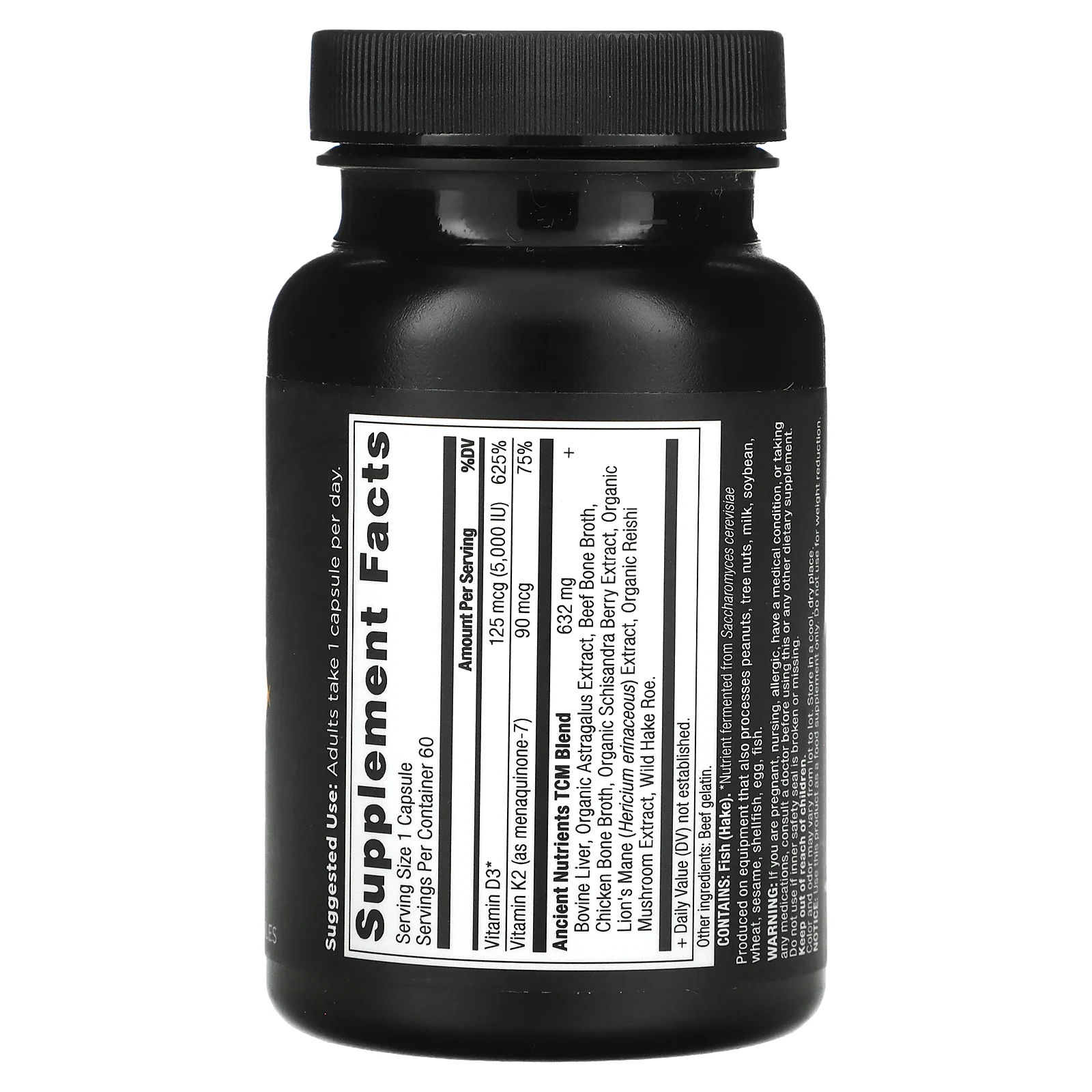 Ancient Nutrition, витамин D, 5000 МЕ, 60 капсул