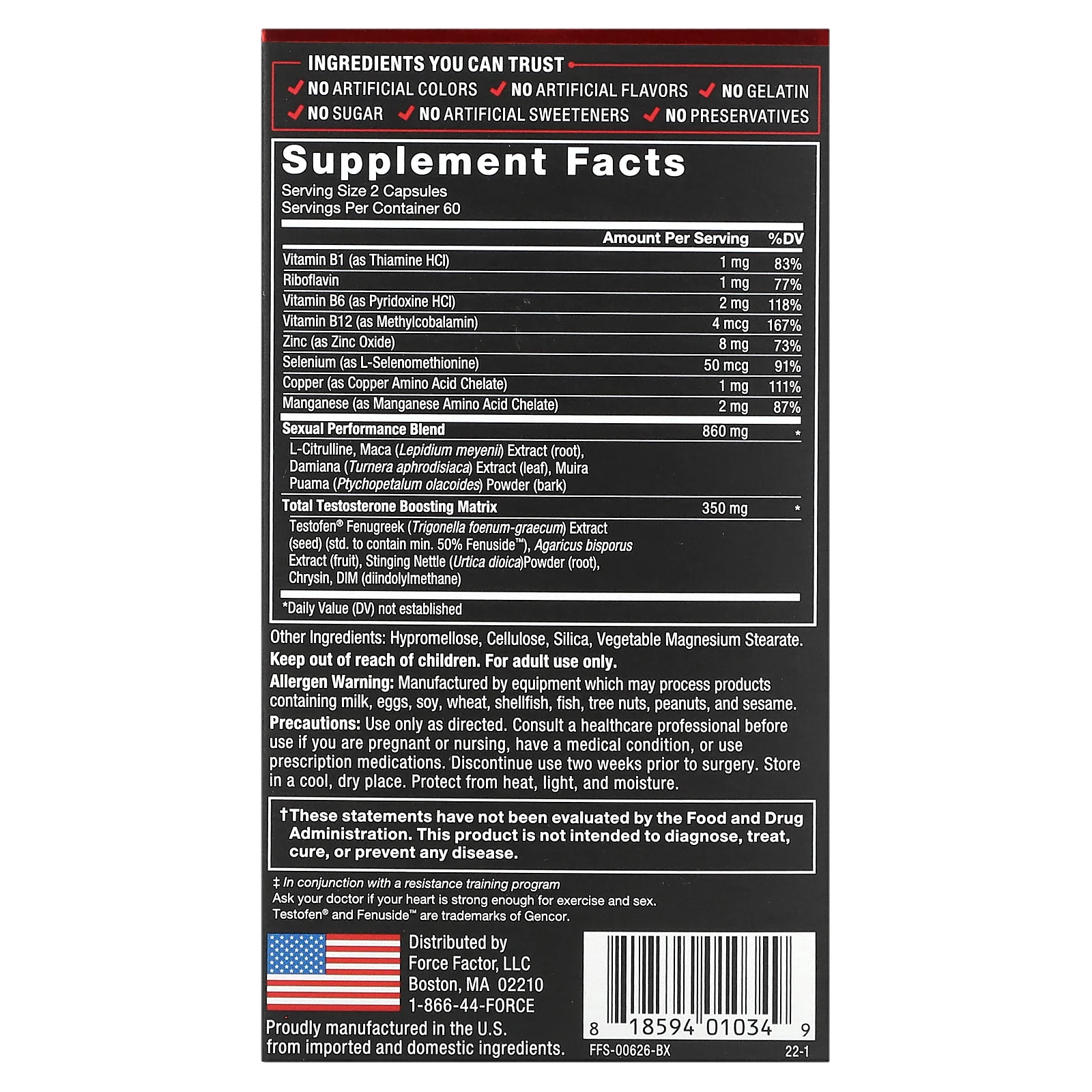 Force Factor, Test X180 Alpha, усилитель тестостерона, 120 капсул