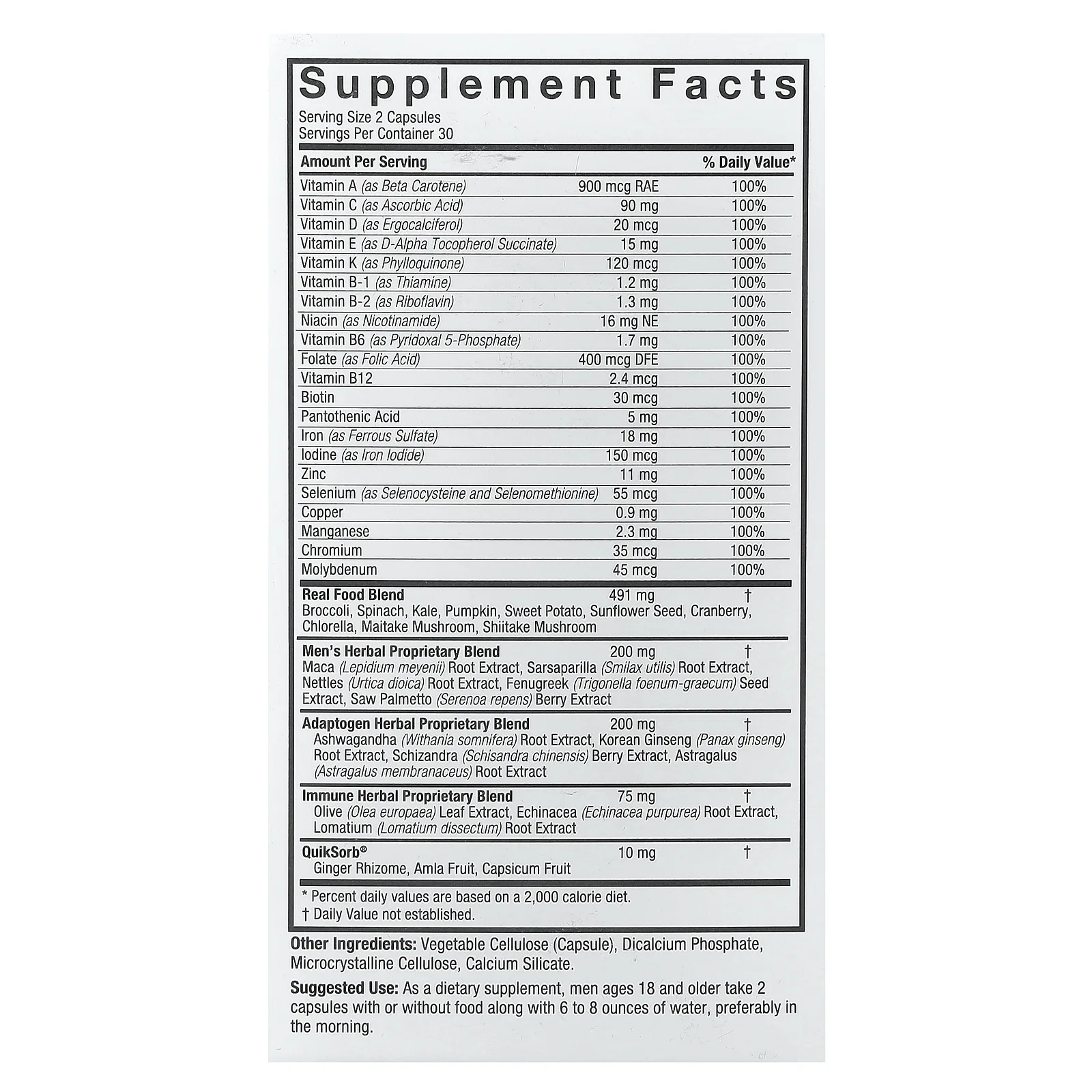 Nature's Answer, Men's 100, мультивитамины, 60 вегетарианских капсул