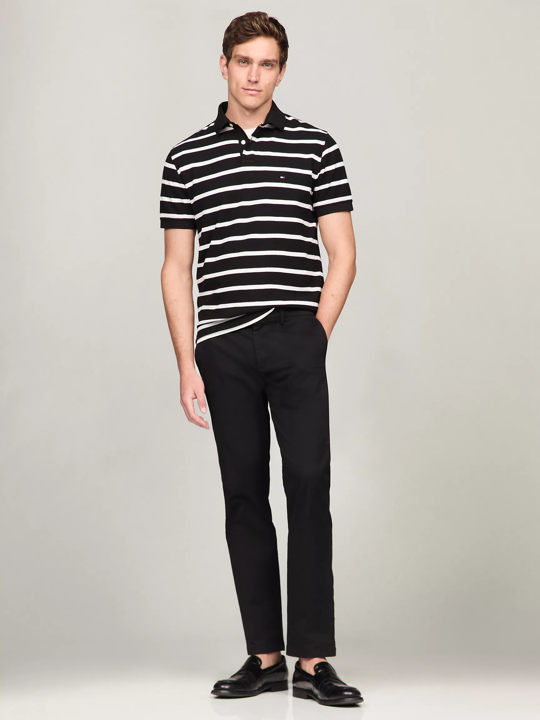 Мужское поло Tommy Hilfiger, Полосатое влагоотводящее поло стандартного кроя