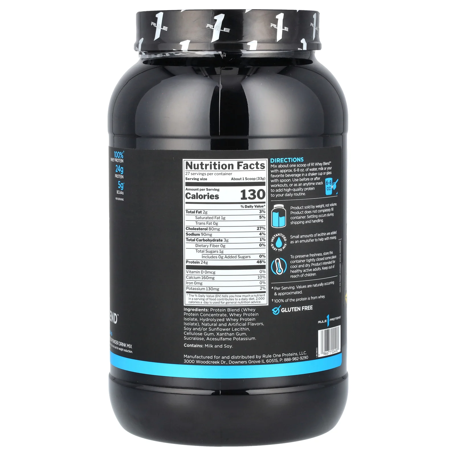 Rule One Proteins, сывороточная смесь, протеиновая смесь для приготовления напитка, со вкусом ванильного мороженого, 891 г (1,96 фунта)