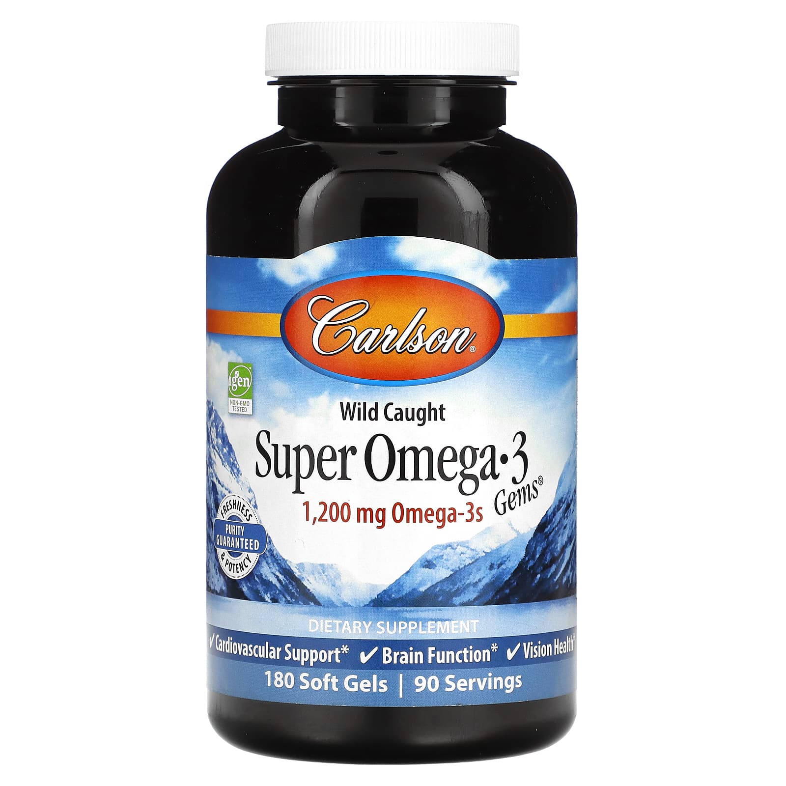 Carlson, Super Omega-3 Gems, высокоэффективные омега-3 кислоты из рыбы дикого улова, 1200 мг, 180 капсул (600 мг в 1 капсуле)