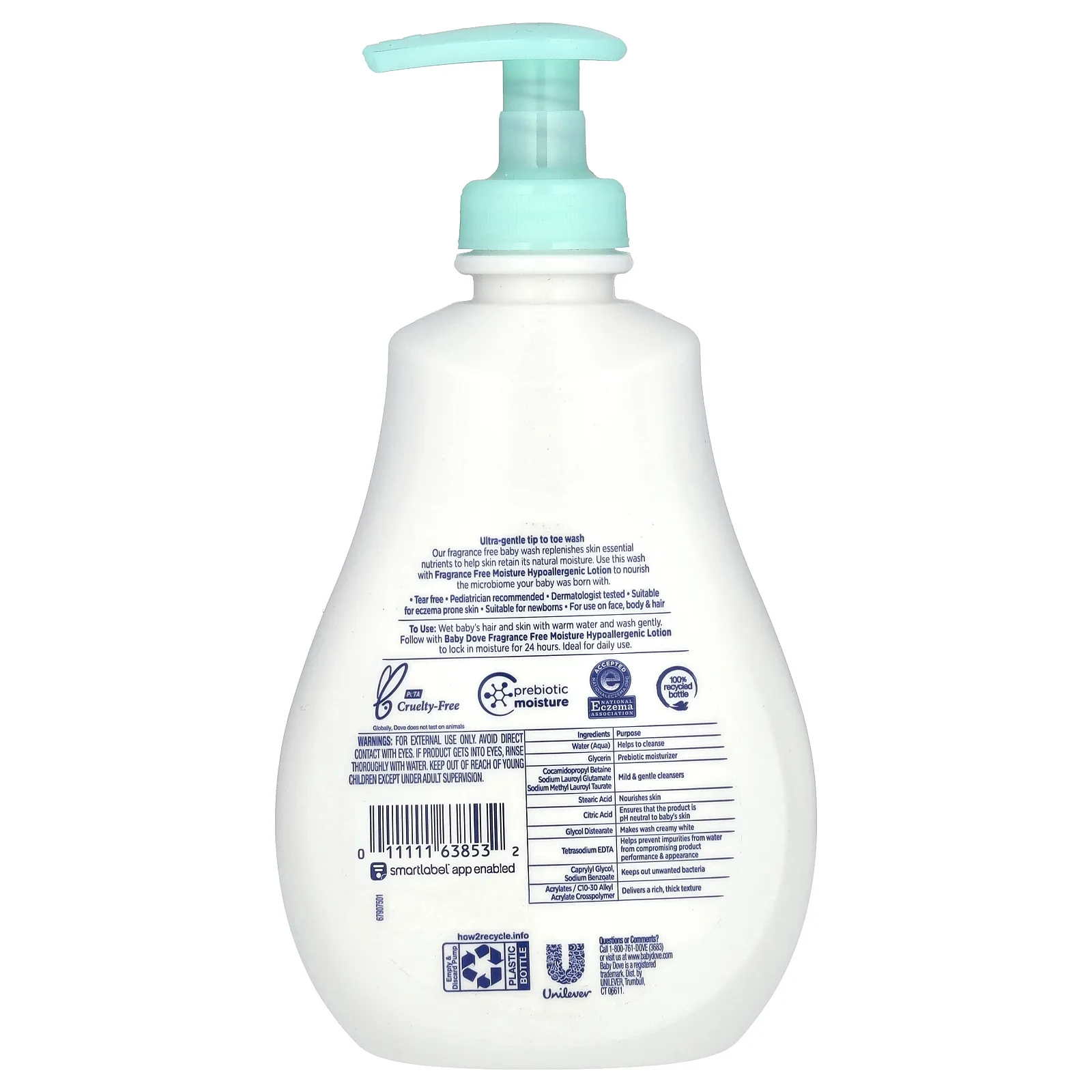 Dove, Средство для ухода за чувствительной кожей для детей, гипоаллергенное средство, без отдушек, 384 мл (13 жидк. Унций)