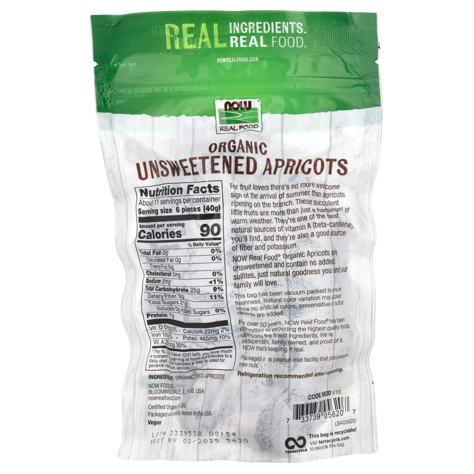 NOW Foods, Органический несладкий абрикос, 454 г (16 унций)