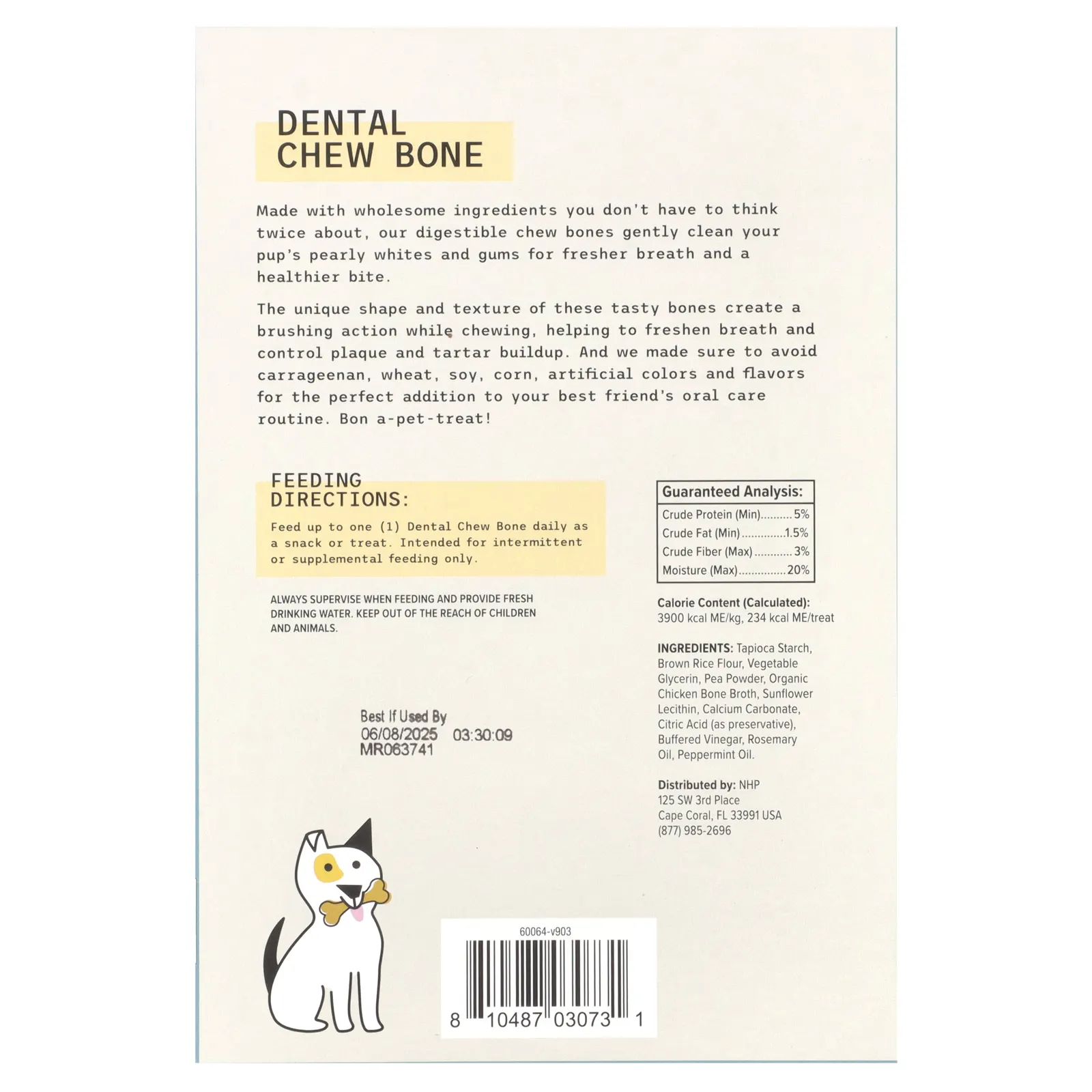 Dr. Mercola, Dental Chew Bone, Large, для собак, 12 костей, 61 г (2,15 унции)