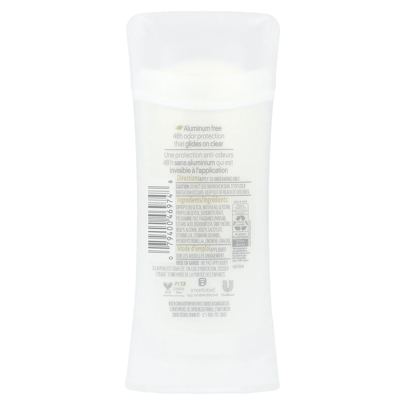 Dove, Дезодорант без алюминия, с ароматом лаванды и ванили, 74 г (2,6 унции)