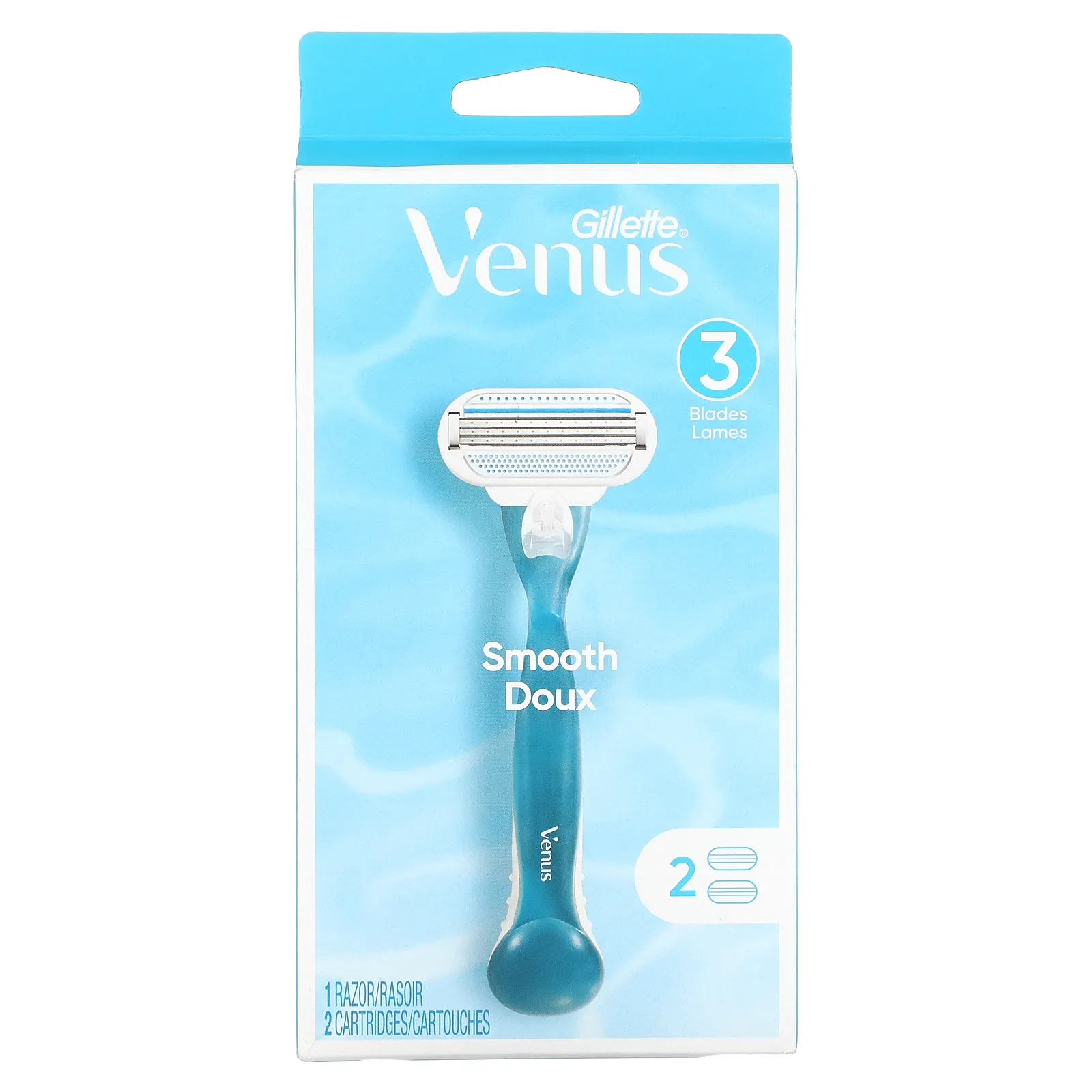 Gillette, Venus, гладкая, 1 бритва, 2 картриджа
