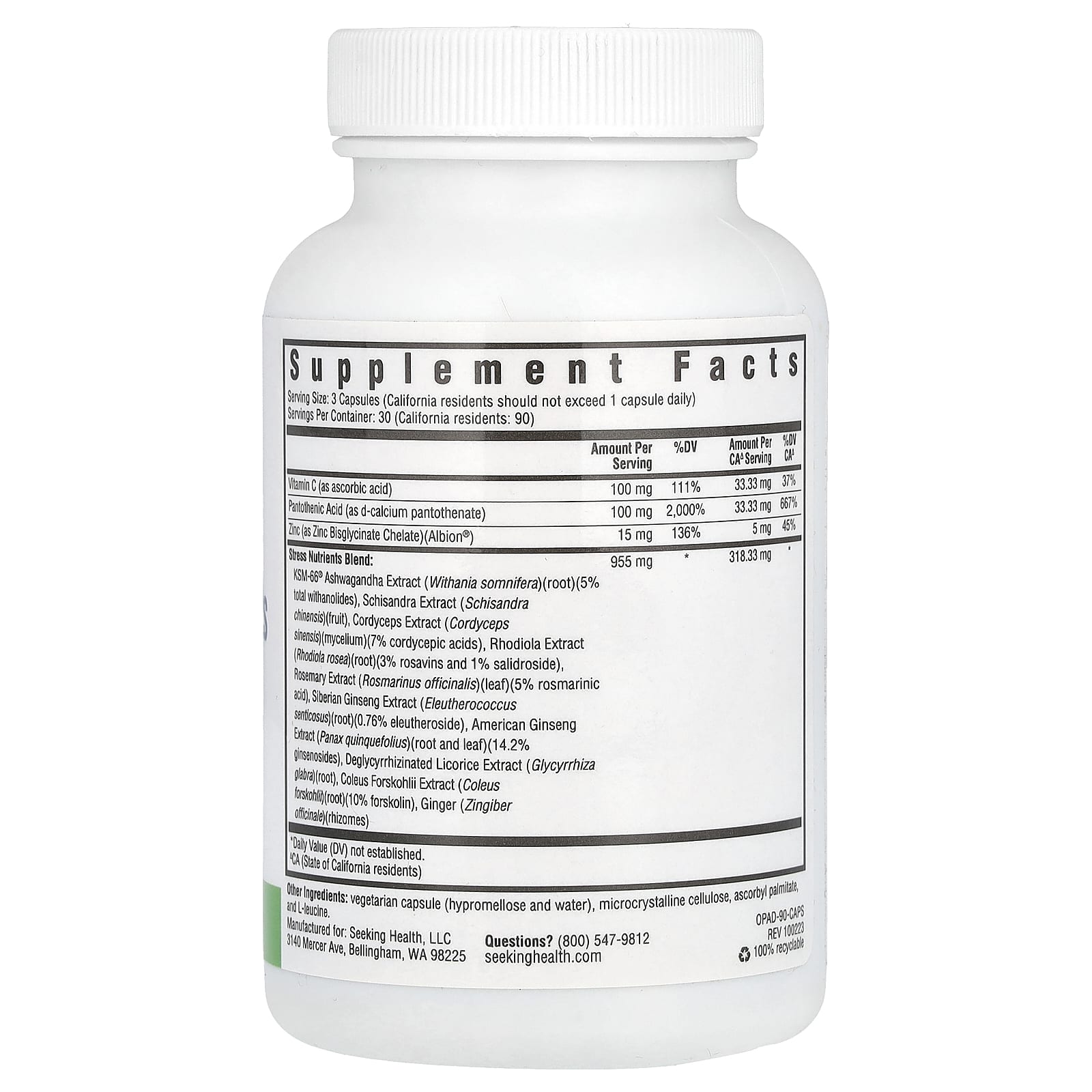 Seeking Health, Stress Nutrients, 90 вегетарианских капсул