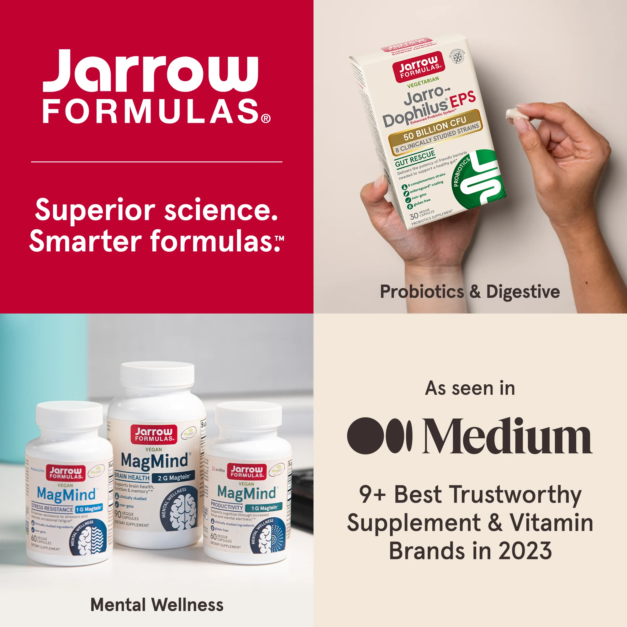 Jarrow Formulas, MagMind, магний, 90 вегетарианских капсул