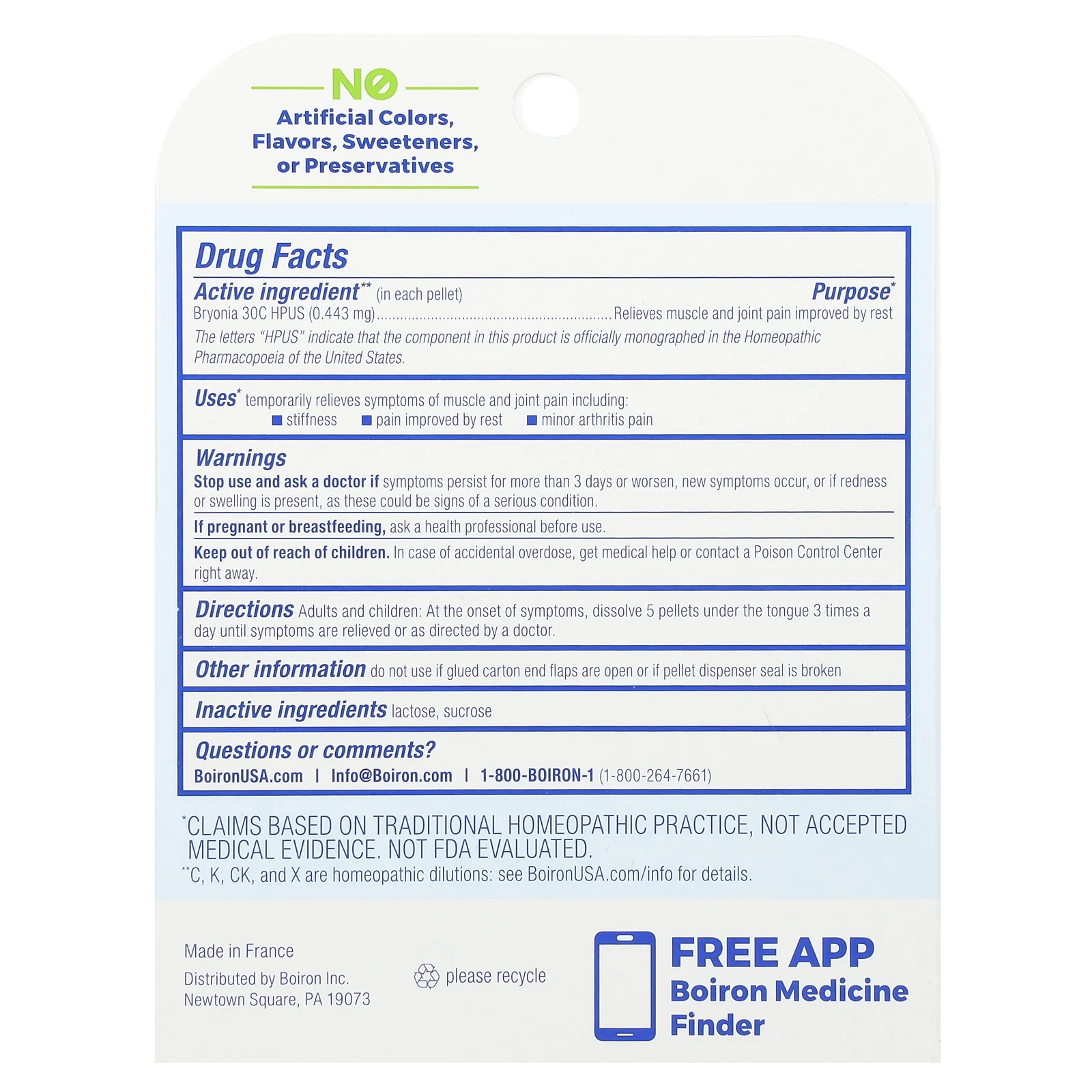 Boiron, Bryonia, Обезболивающее, гранулы Meltaway, 30C, 3 тюбика, 80 гранул в каждой