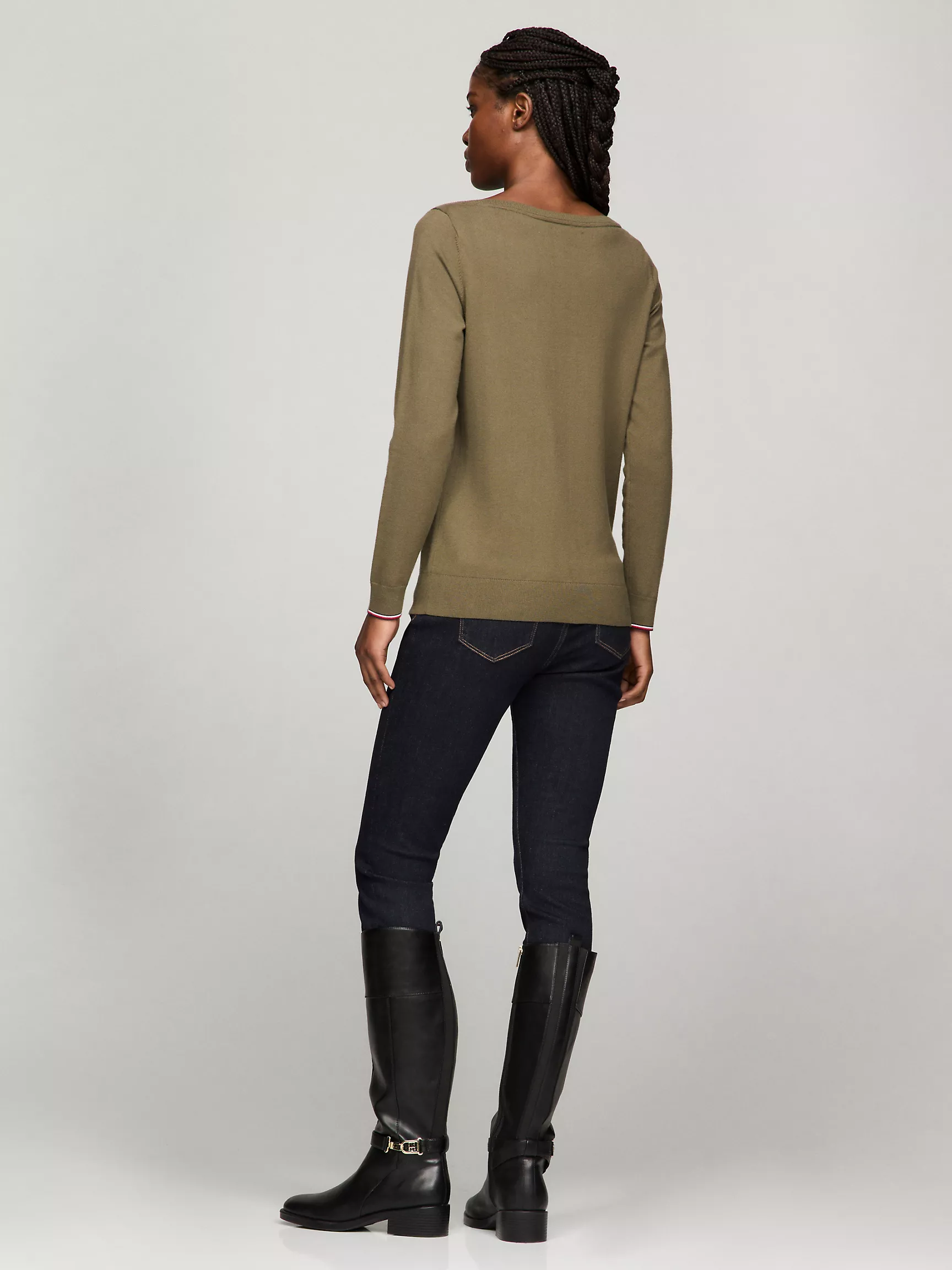 Женский свитер Tommy Hilfiger, Однотонный свитер с вырезом "лодочка"