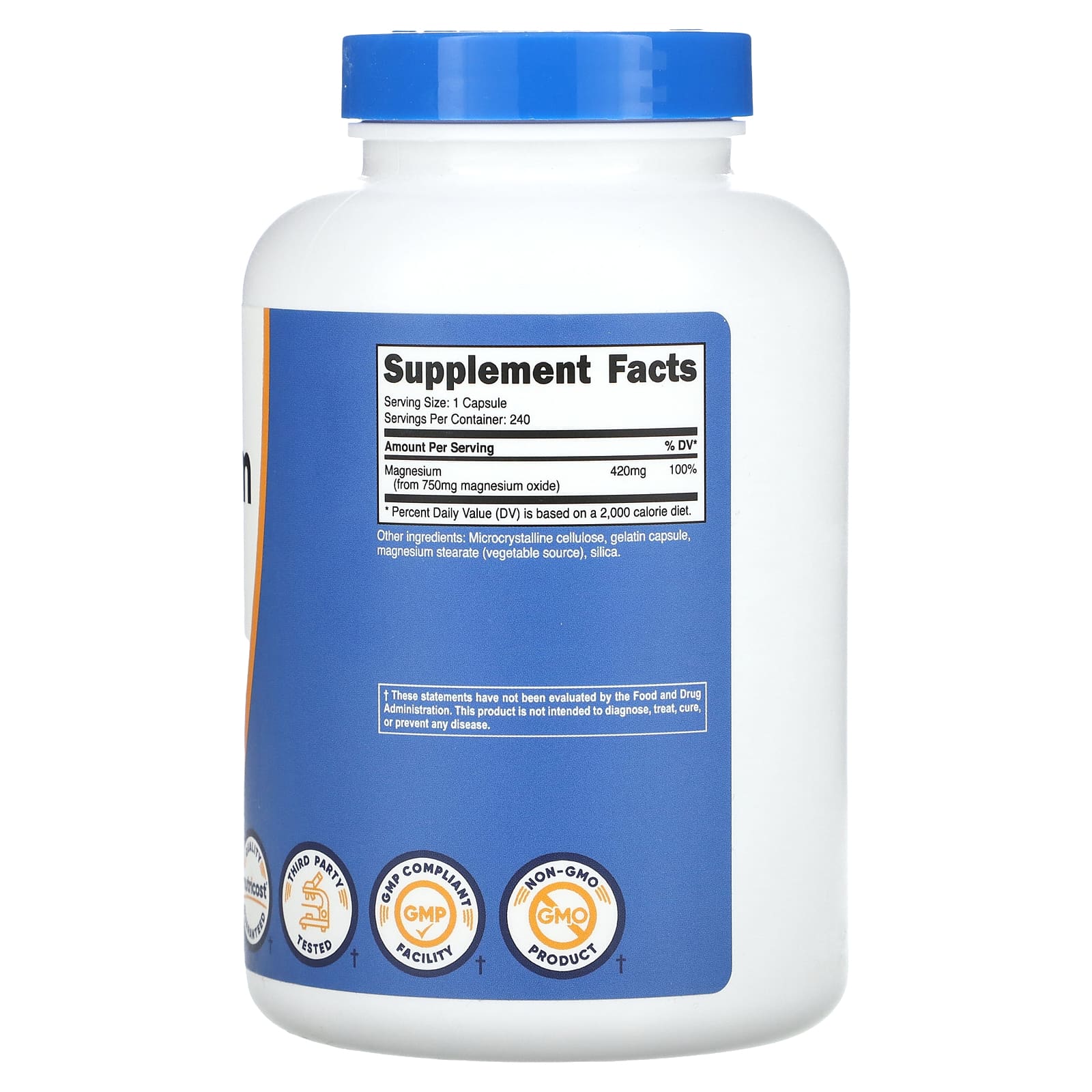 Nutricost, Оксид магния, 750 мг, 240 капсул