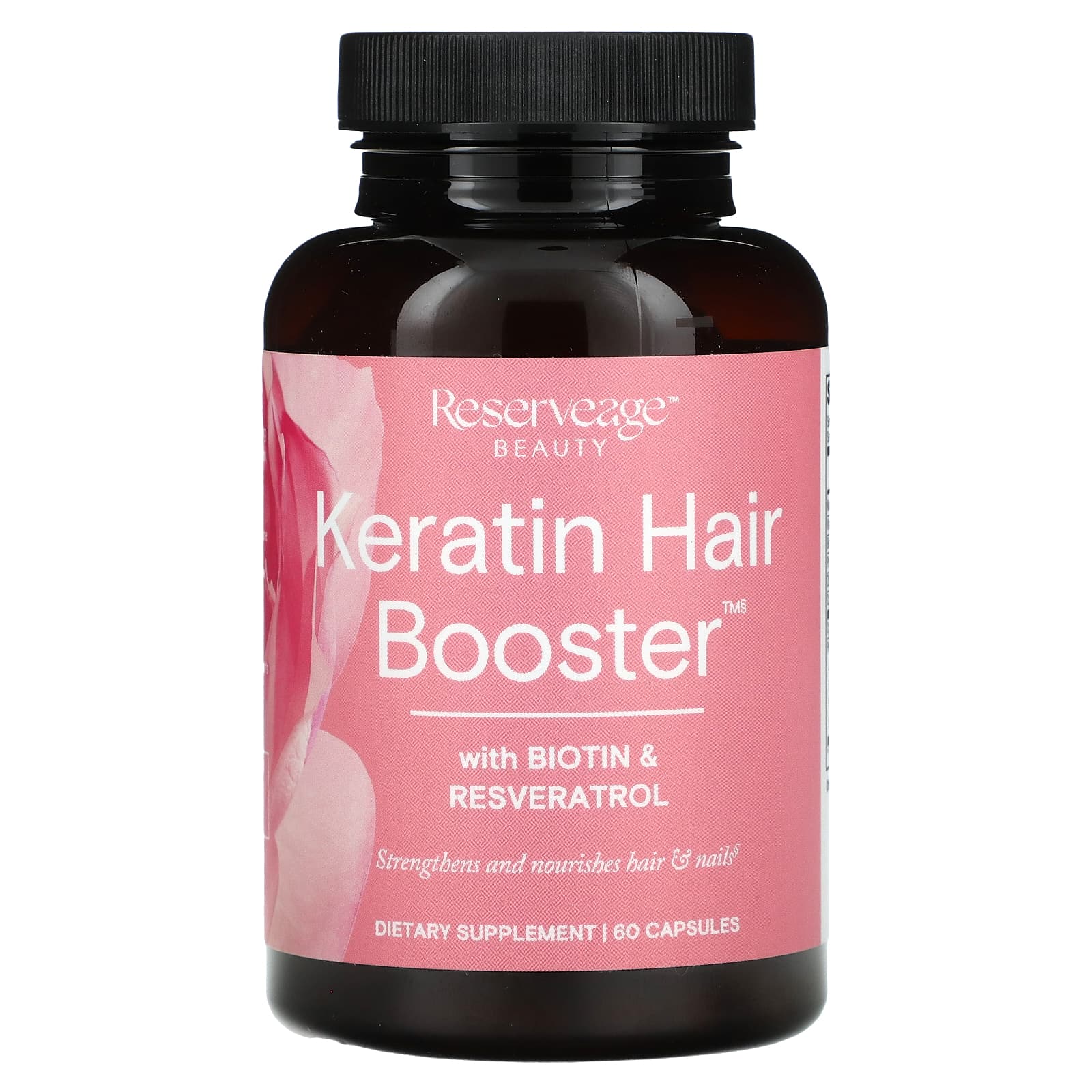 Reserveage Beauty, кератиновое укрепляющее средство для волос с биотином и ресвератролом, 60 капсул