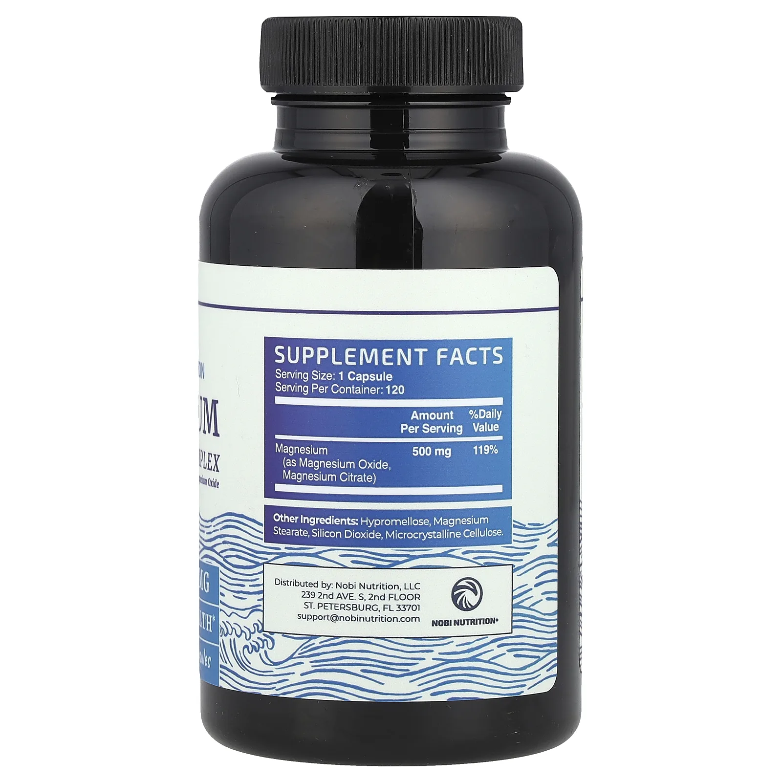 Nobi Nutrition, Комплекс цитрата магния с оксидом магния, 500 мг, 120 капсул