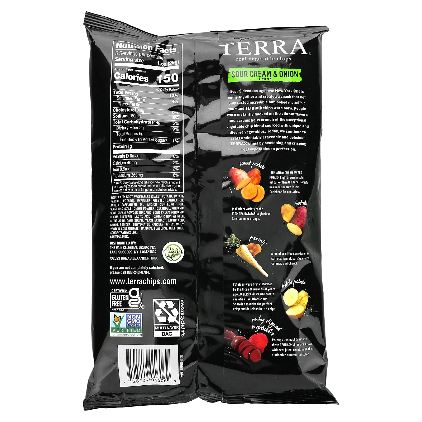 Terra, настоящие овощные чипсы, сметана и лук, 141 г (5 унций)