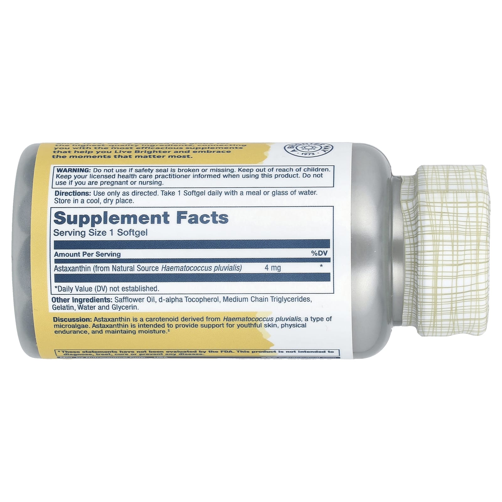 Solaray, Астаксантин, 4 мг, 60 мягких таблеток