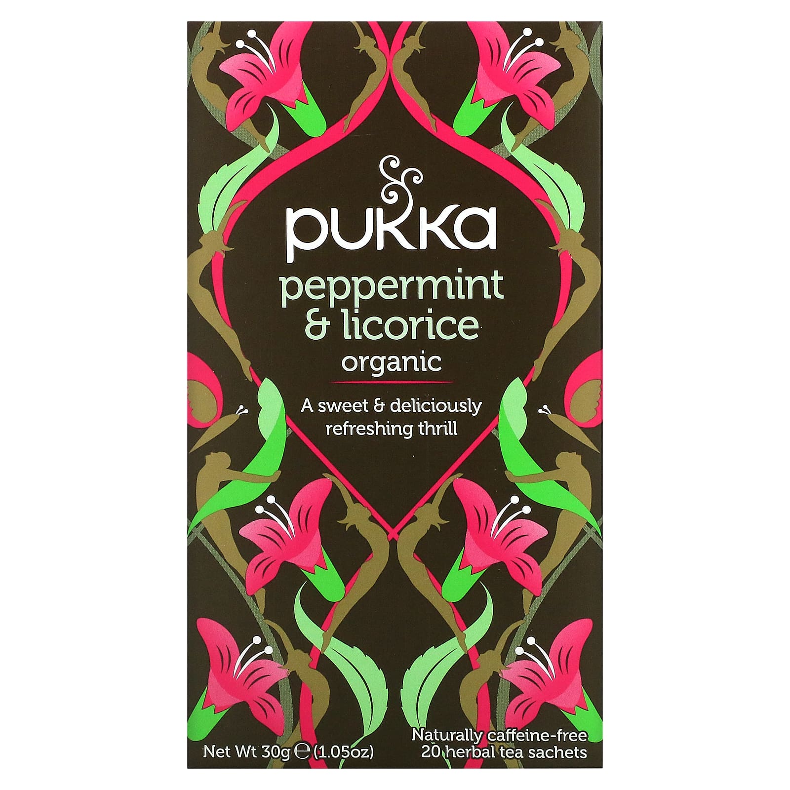 Pukka Herbs, Органический травяной чай, перечная мята и солодка, без кофеина, 20 пакетиков, 30 г (1,05 унции)