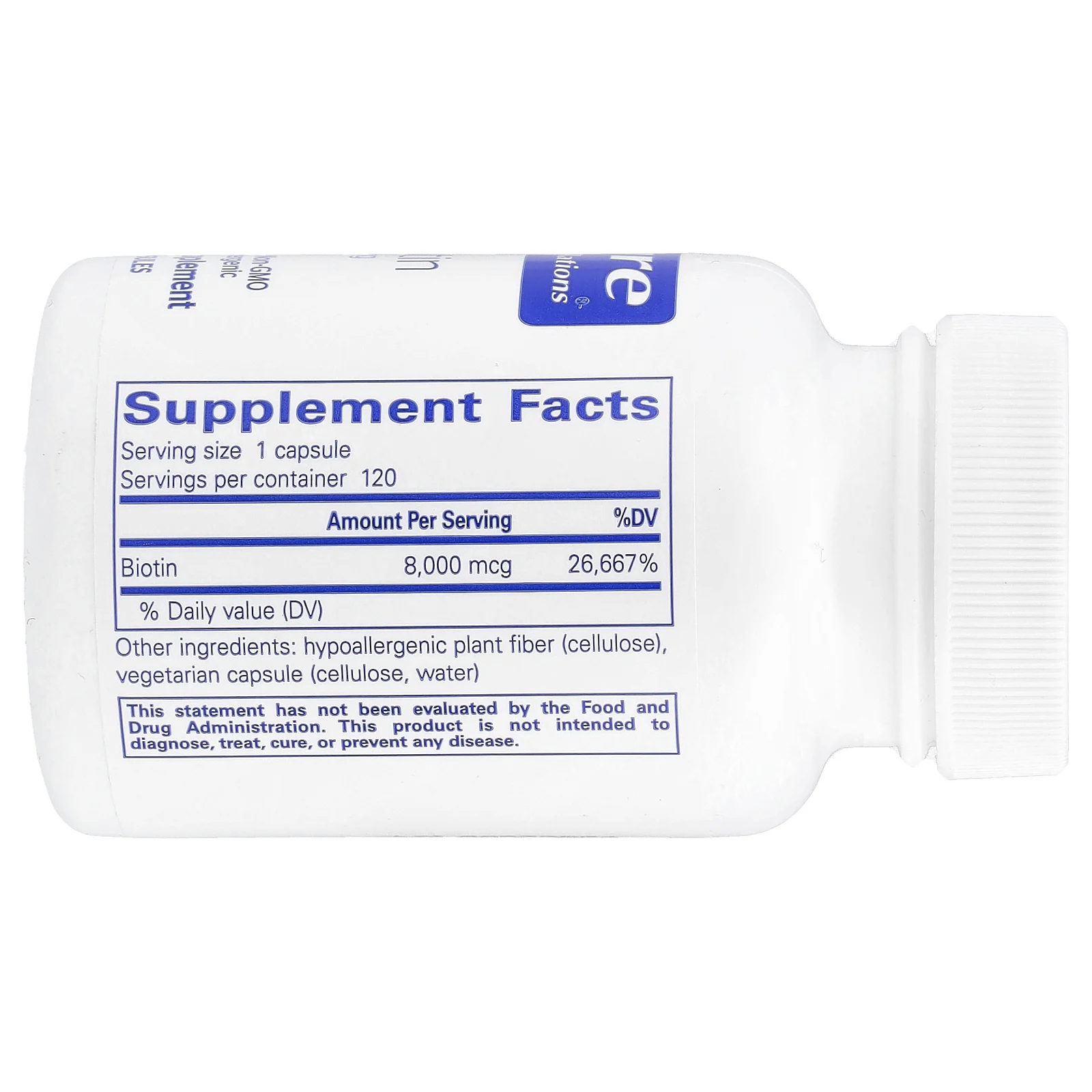 Pure Encapsulations, Биотин, 8 мг, 120 капсул