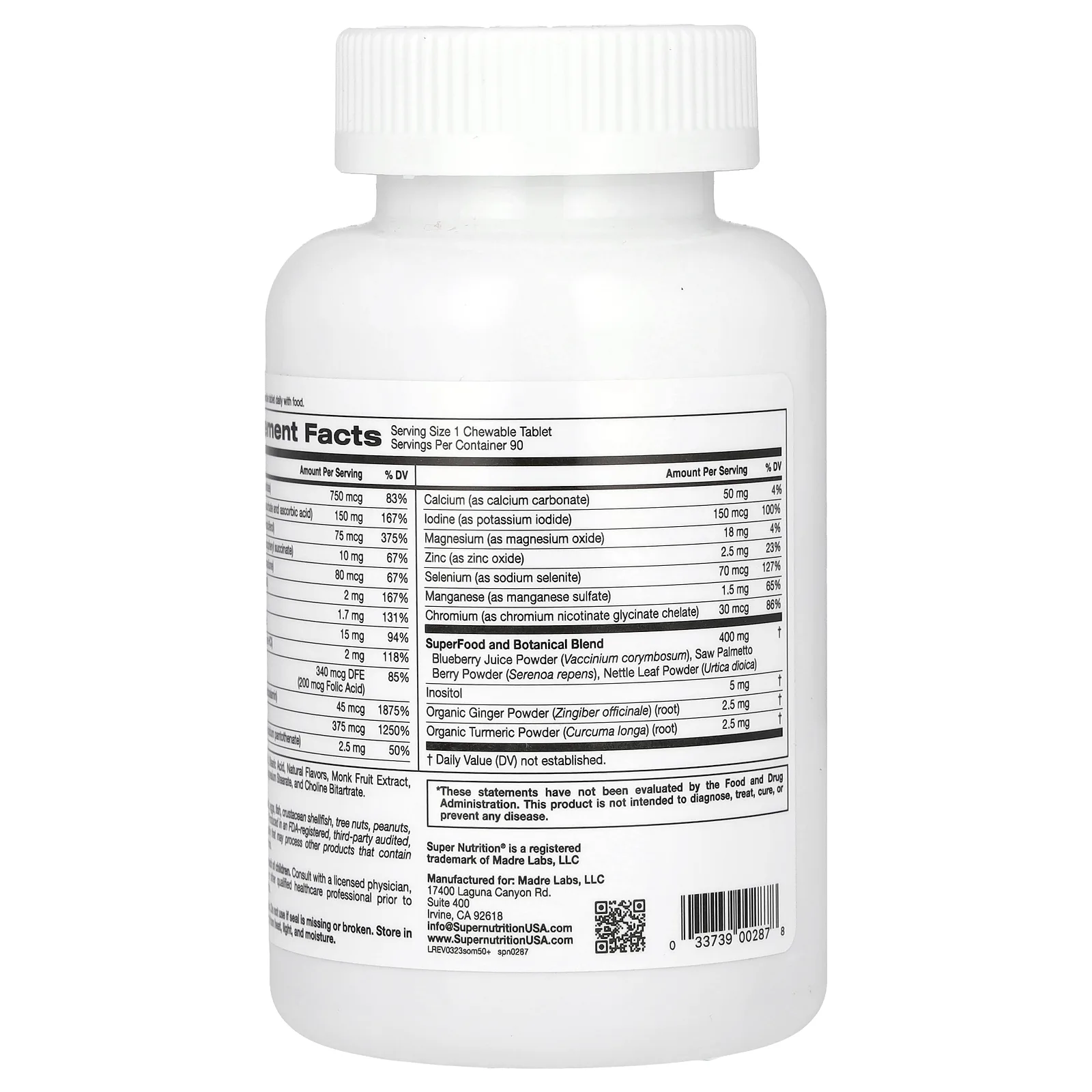 Super Nutrition, SimplyOne, мультивитамины и поддерживающие травы для мужчин старше 50 лет, вкус ягод, 90 жевательных таблеток