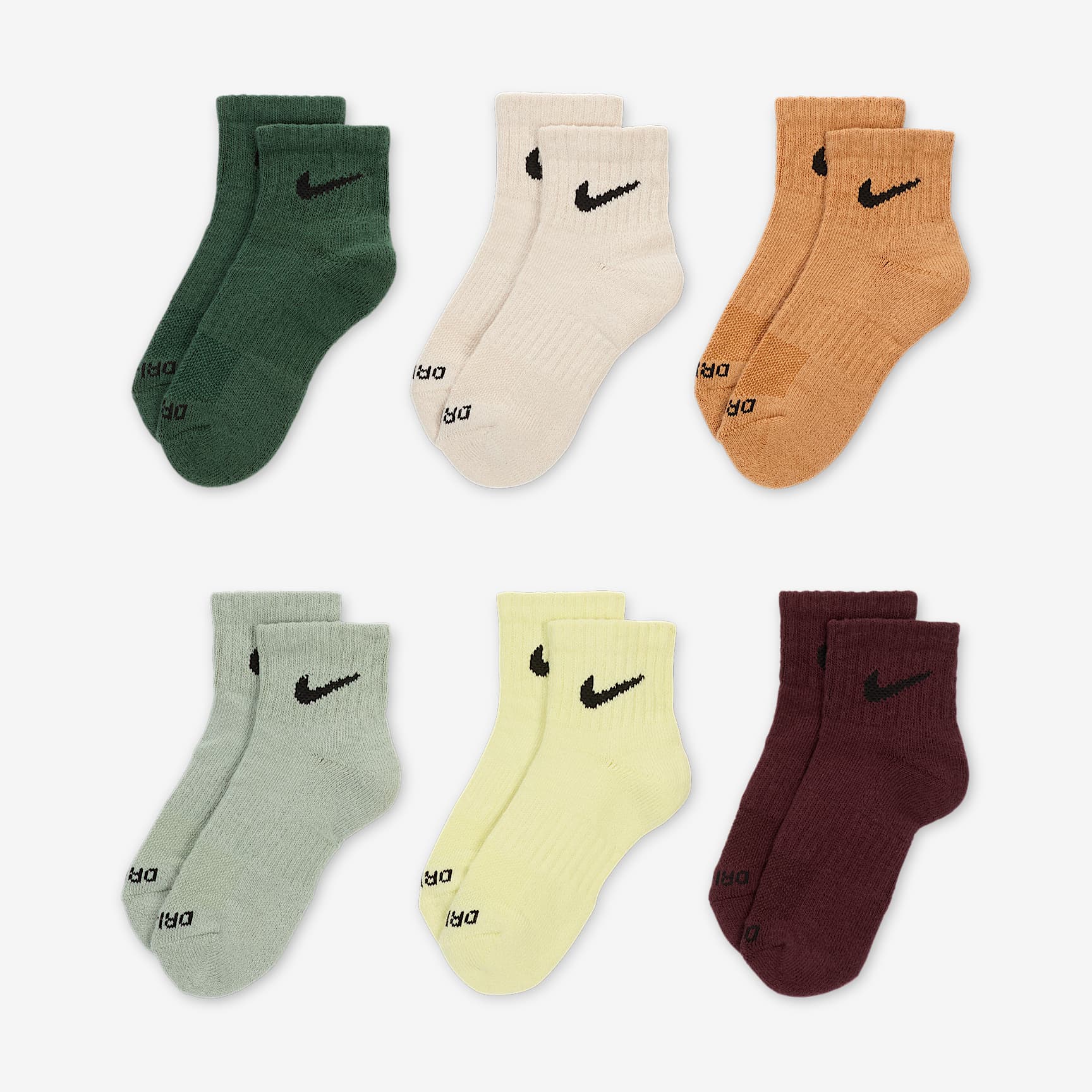 Nike Dri-FIT Performance Basics Little Kids' Quarter Socks (6 Pairs)
