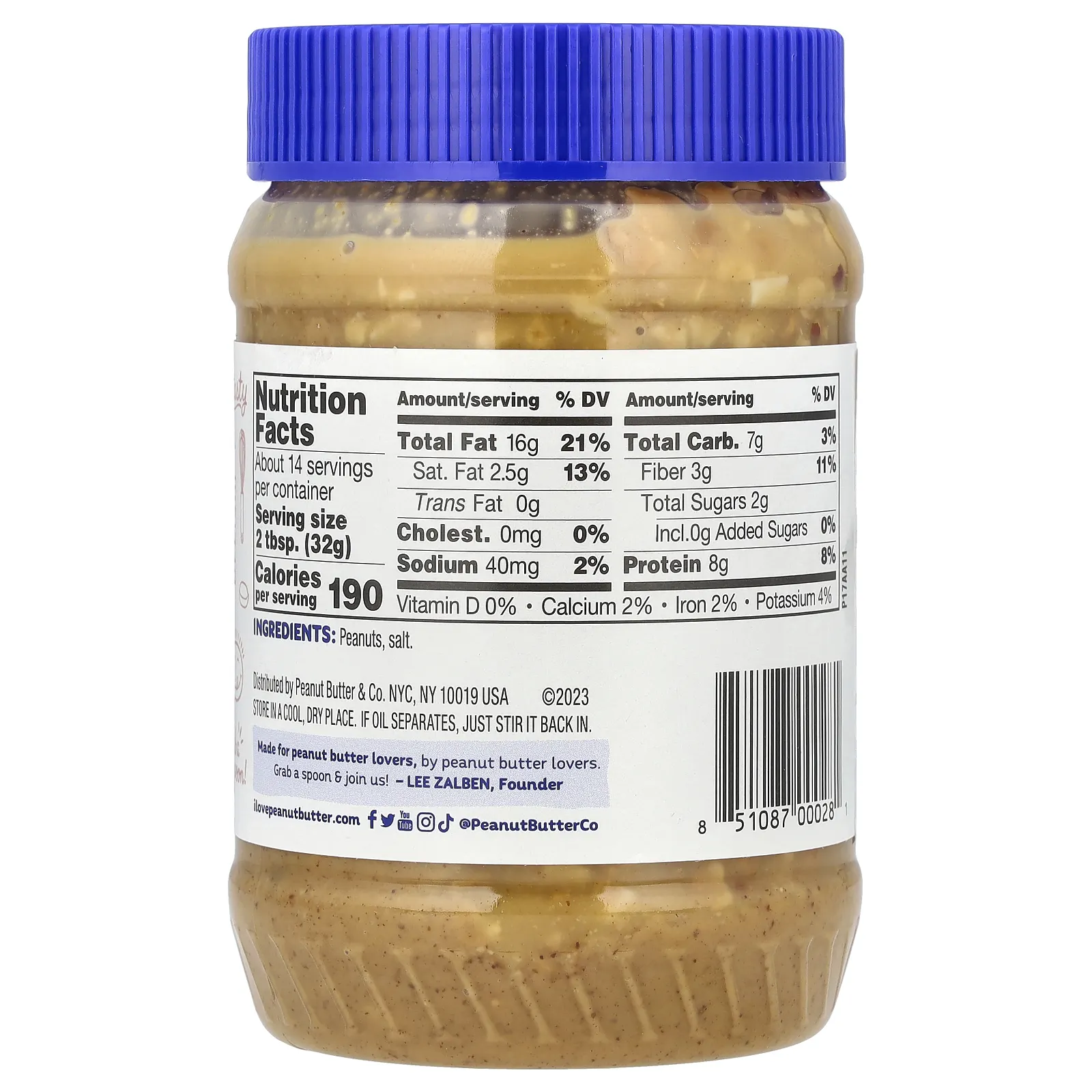 Peanut Butter & Co., арахисовая паста, классический рецепт с хрустящими кусочками арахиса, 454 г (16 унций)