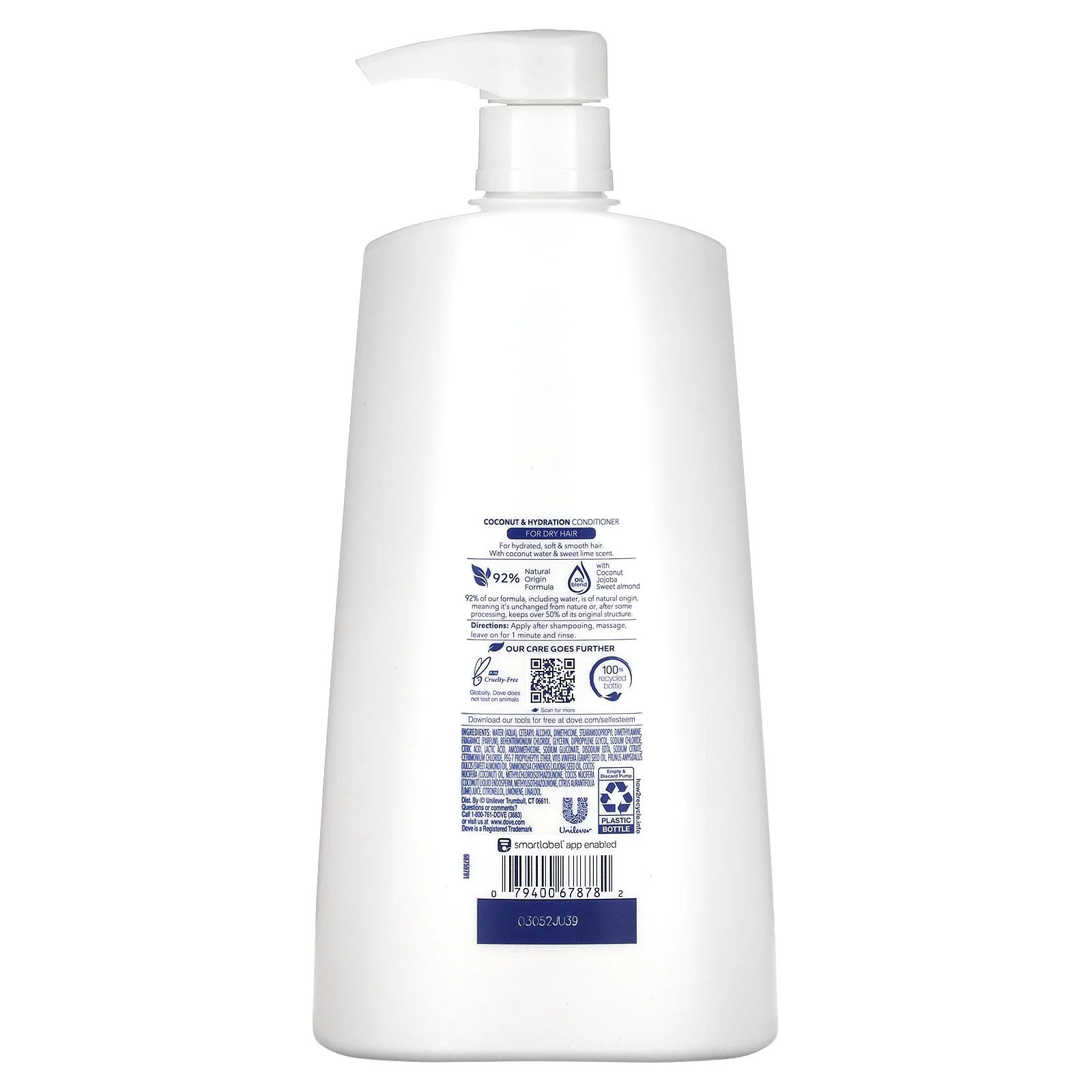 Dove, Кондиционер, для сухих волос, кокос и увлажнение, 750 мл (25,4 жидк. Унции)