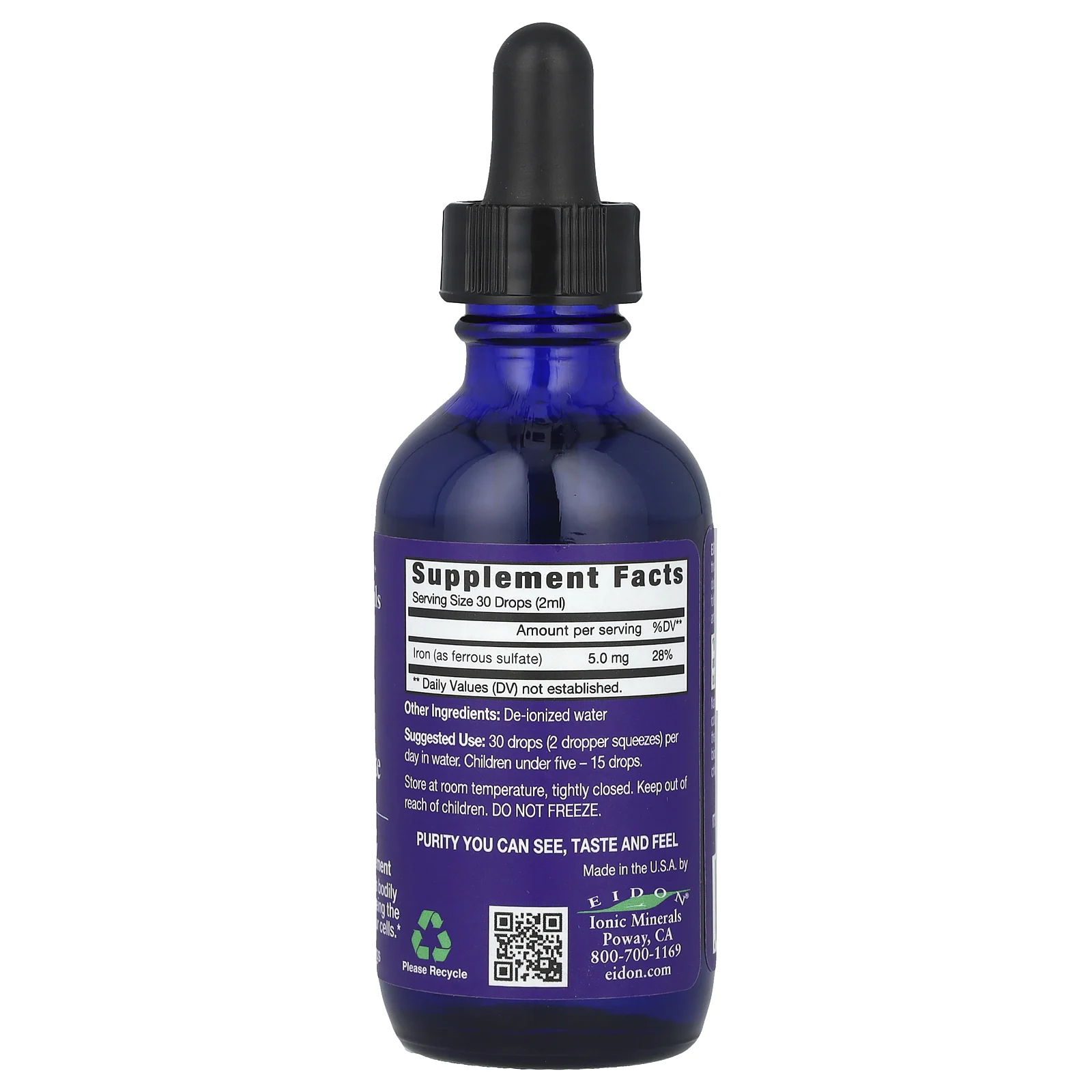 Eidon Ionic Minerals, Железо, жидкий концентрат, 60 мл (2 унции)
