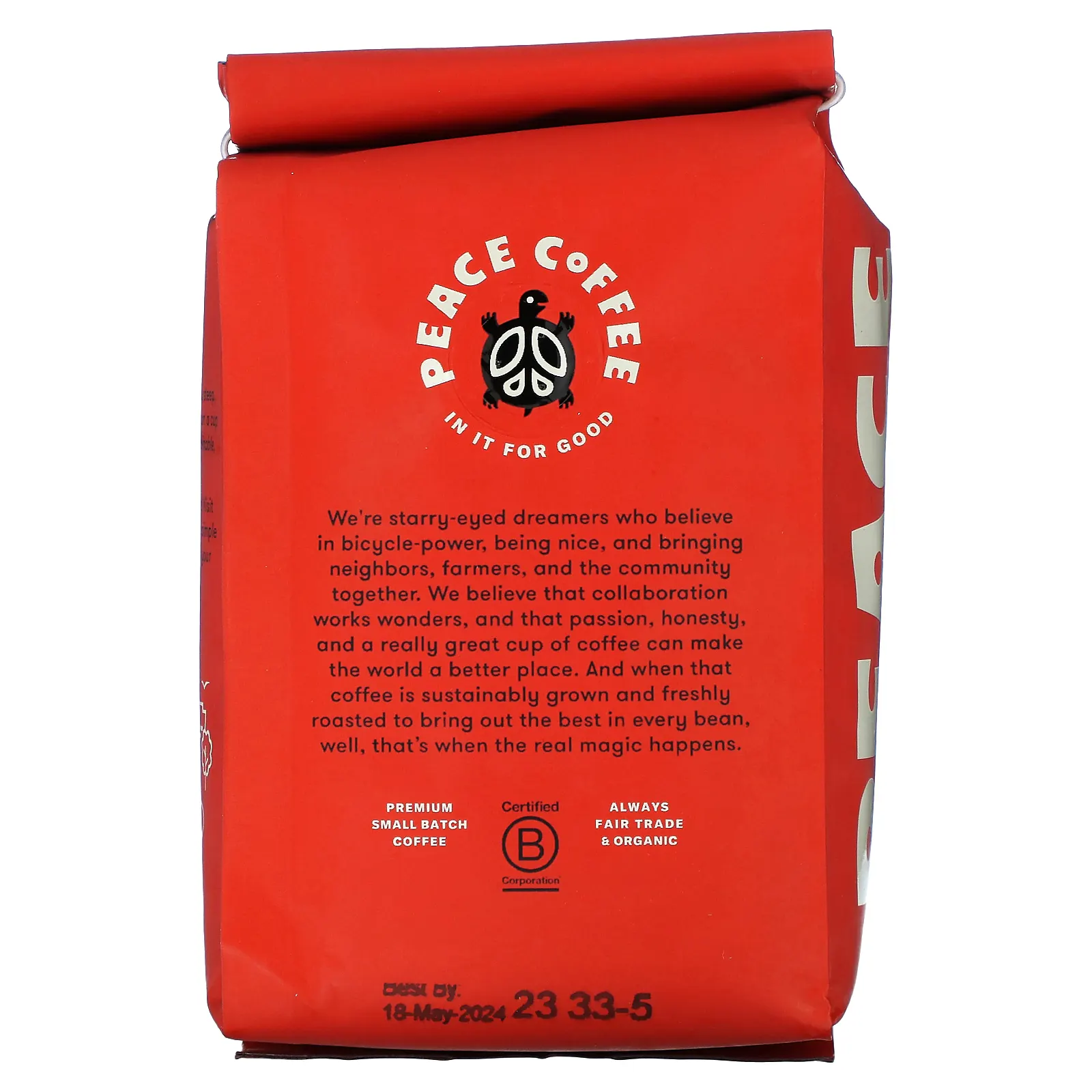 Peace Coffee, органическая французская обжарка, молотый, темная обжарка, без кофеина, 340 г (12 унций)