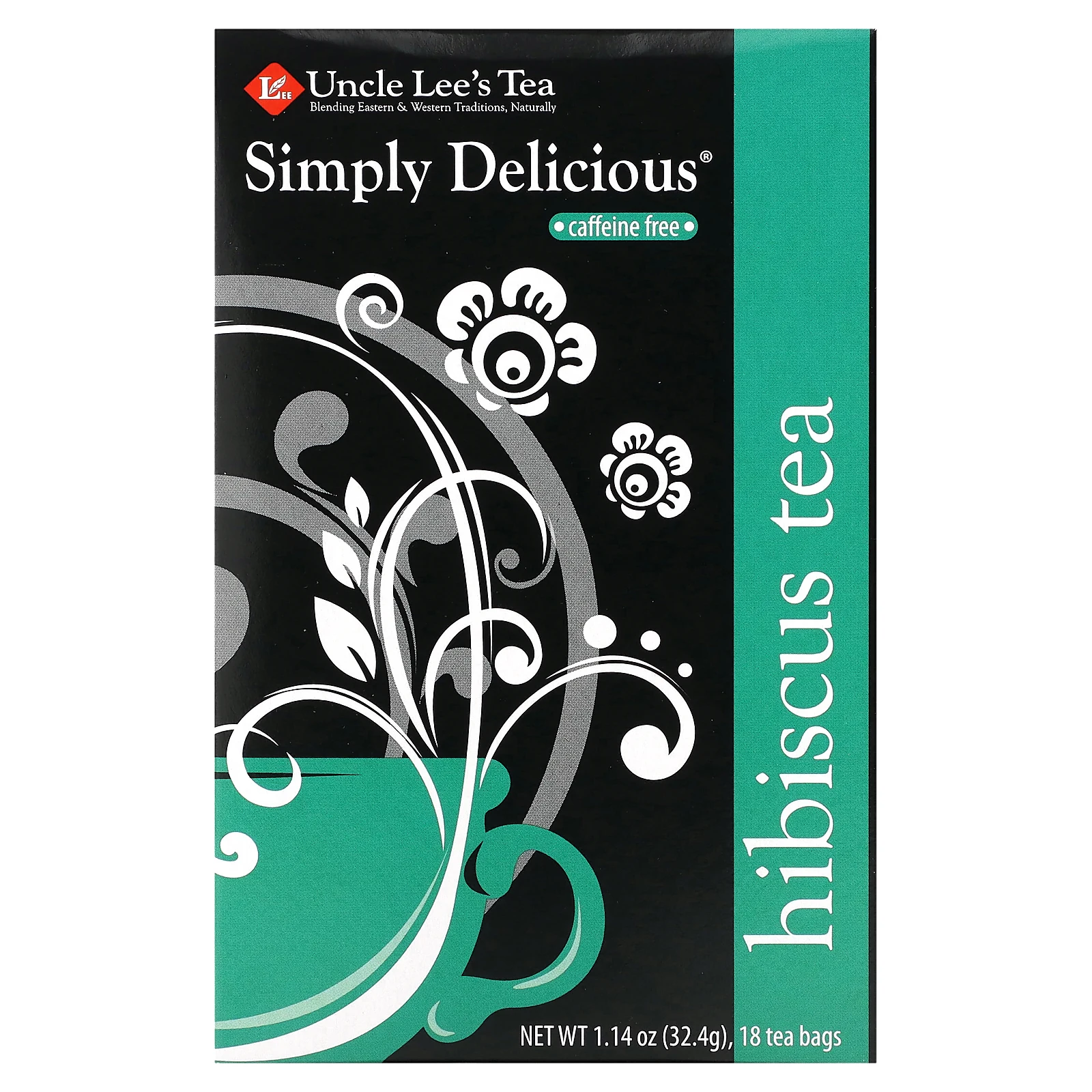 Uncle Lee's Tea, Simply Delicious, чай из гибискуса, без кофеина, 18 чайных пакетиков, 32,4 г (1,14 унции)