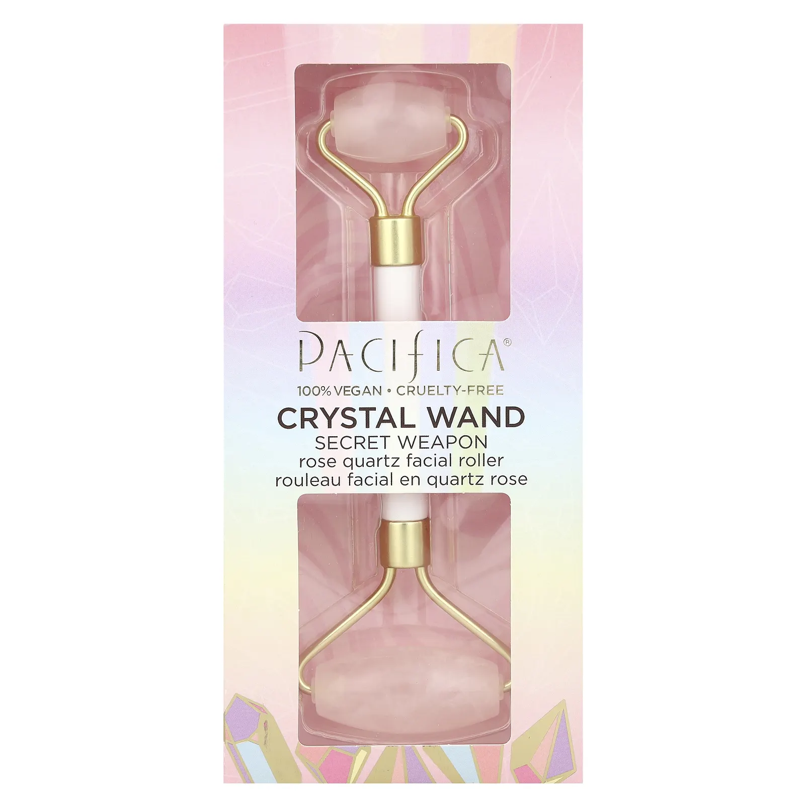 Pacifica, Crystal Wand, массажер-ролик для лица из розового кварца, 1 шт.