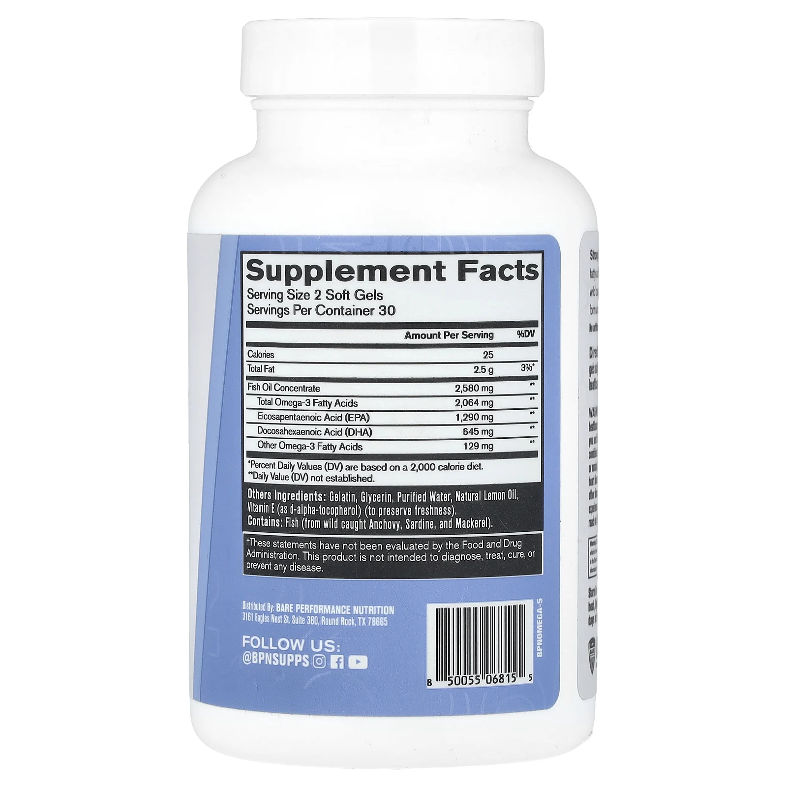 BPN, Strong Omega, 2580 мг, 60 капсул (1290 мг в каждой капсуле)