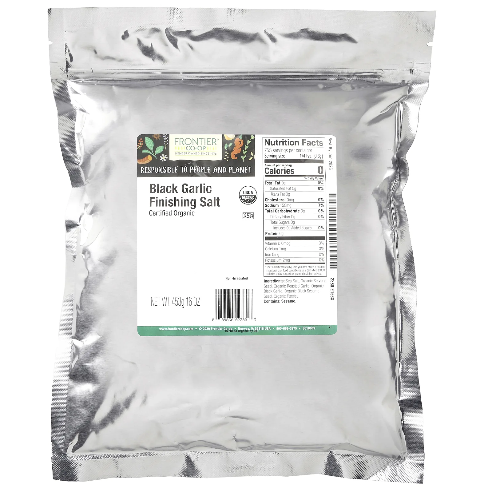 Frontier Co-op, Органическая соль для обработки черного чеснока, 453 г (16 унций)