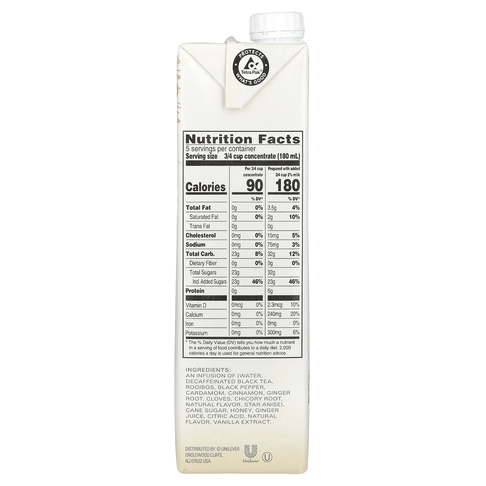 Tazo Teas, Чай латте без кофеина, концентрат черного чая, 946 мл (32 жидк. Унции)