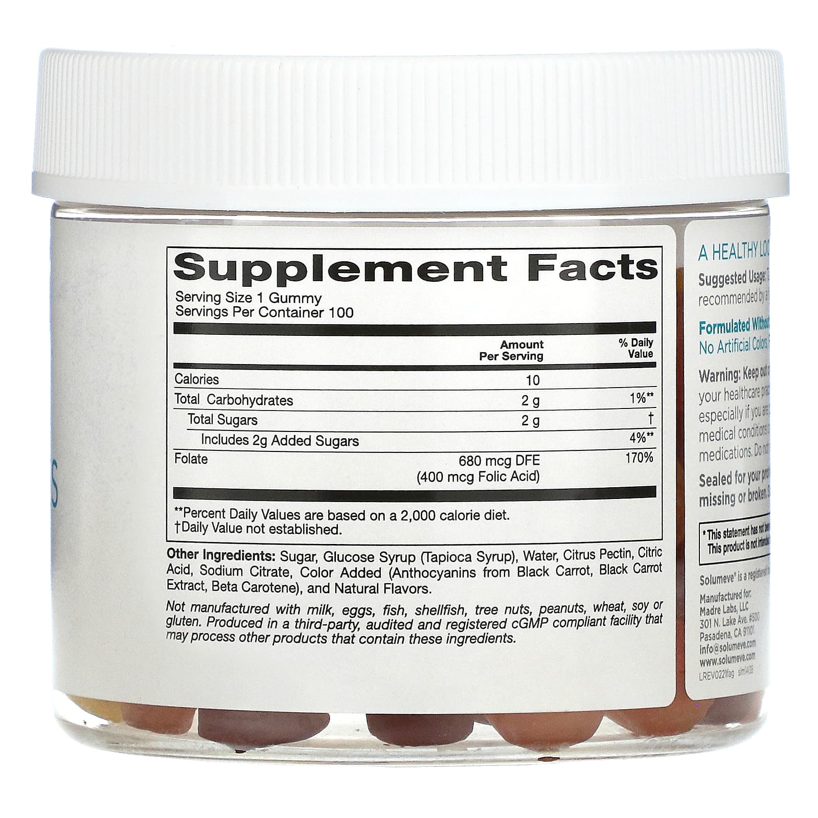 Solumeve, Жевательные таблетки с фолиевой кислотой, без желатина, разные вкусы, 100 вегетарианских жевательных таблеток