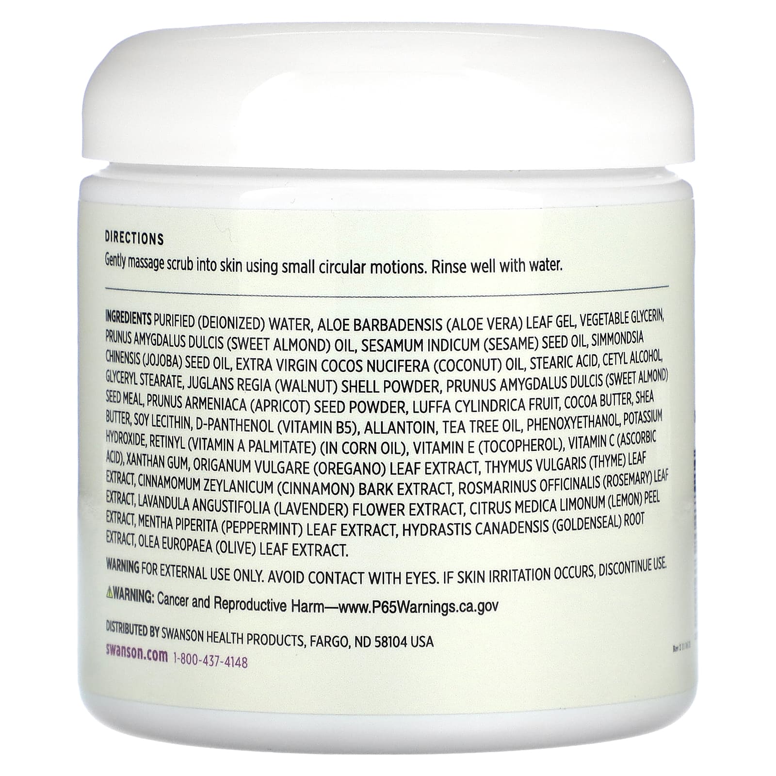 Swanson, Отшелушивающий скраб с маслом чайного дерева со скорлупой грецкого ореха и абрикосовыми косточками, 250 мл (8,5 жидк. Унции)