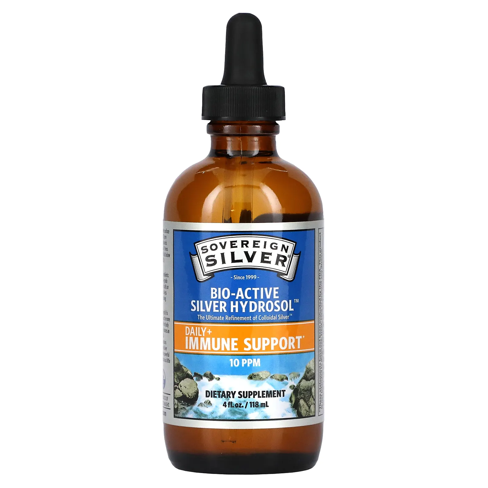 Sovereign Silver, Bio-Active Silver Hydrosol, коллоидное серебро для ежедневной поддержки иммунитета, с дозатором-пипеткой, 10 част./млн, 118 мл (4 жидк. унции)