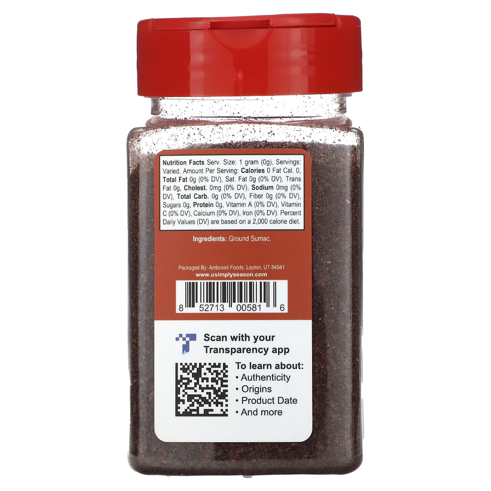 USimplySeason, молотый сумах, оригинальный вкус, 141 г (5 унций)