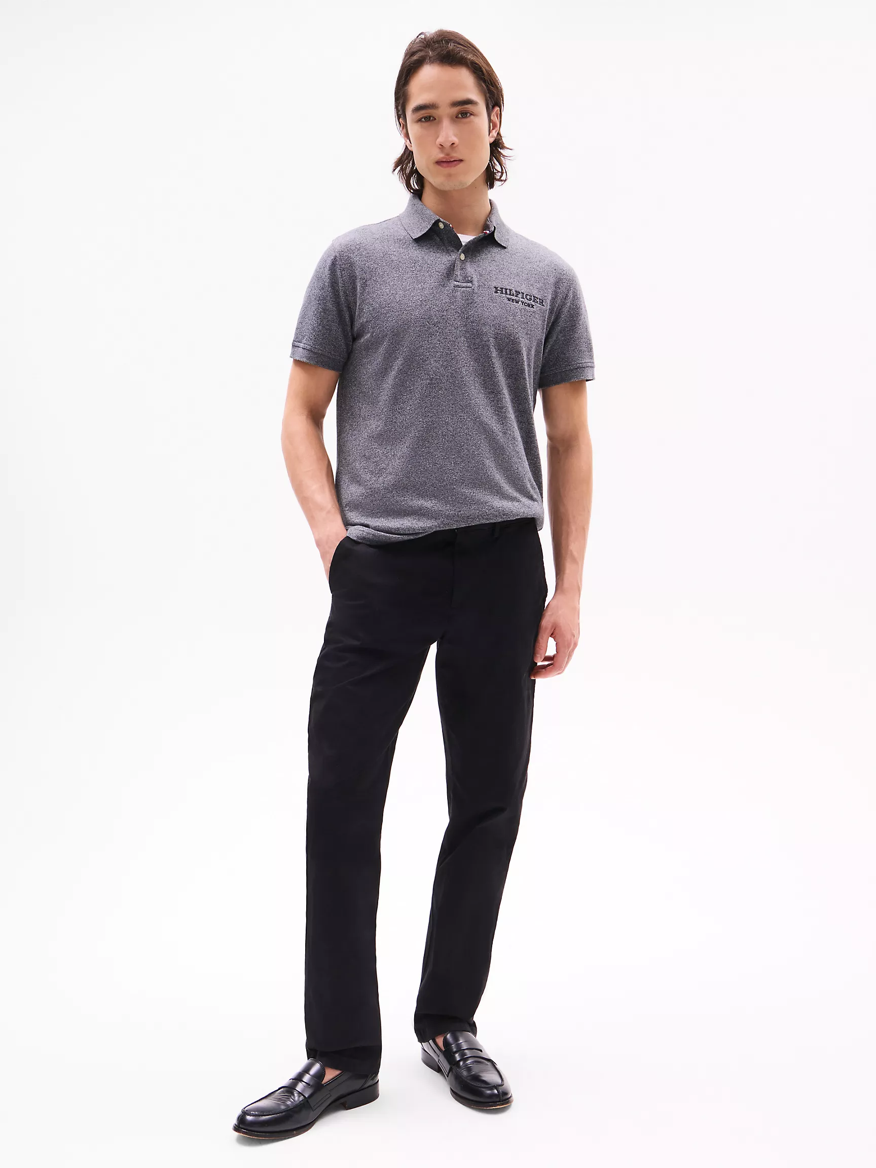 Мужское поло Tommy Hilfiger, Стандартное поло с логотипом Monotype из меланжевой ткани