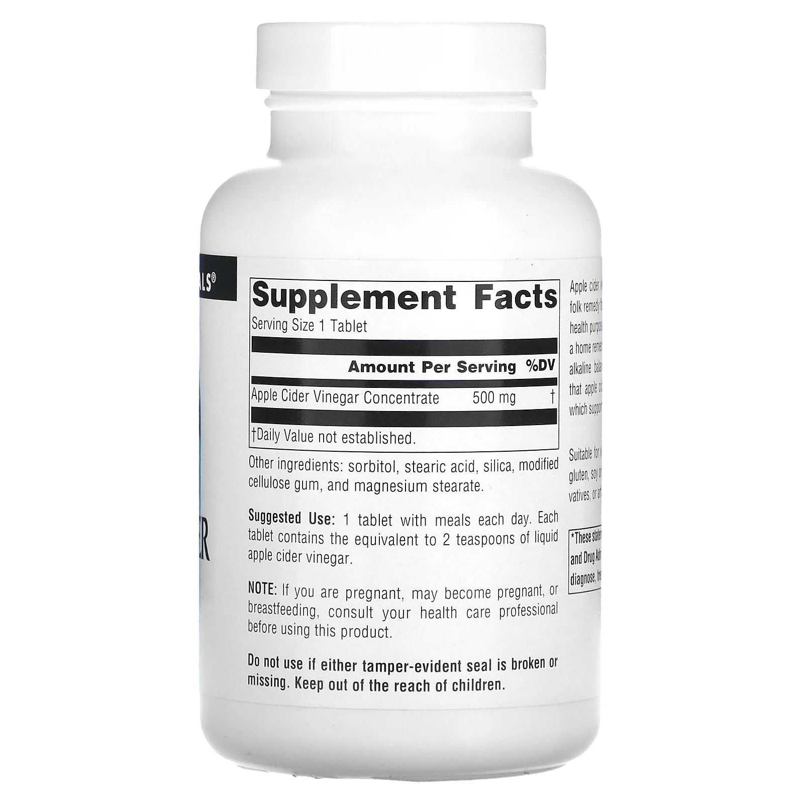 Source Naturals, яблочный уксус, 500 мг, 180 таблеток