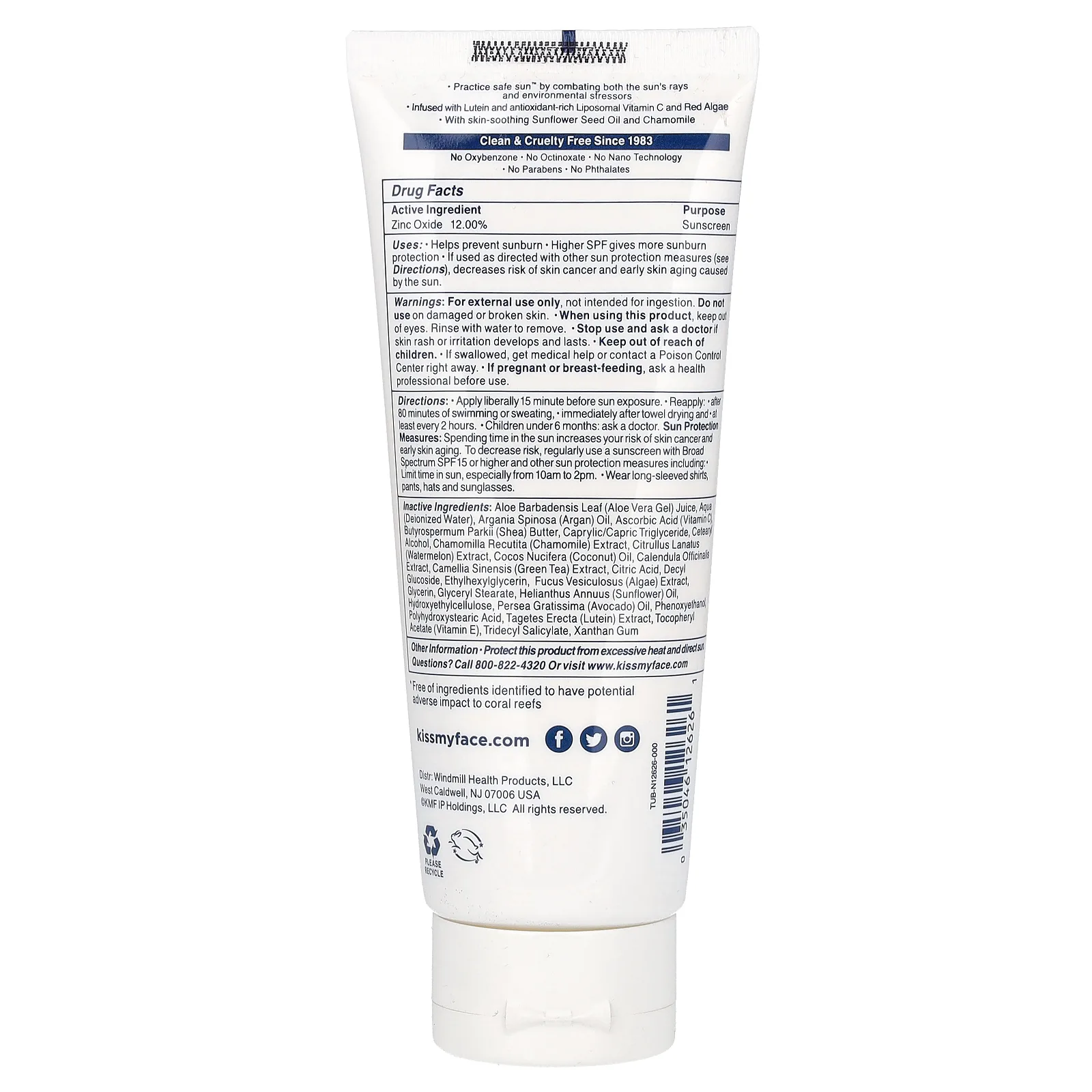 Kiss My Face, 50 Daily, солнцезащитный крем с минералами, SPF 50, без отдушек, 118 мл (4 жидк. унции)