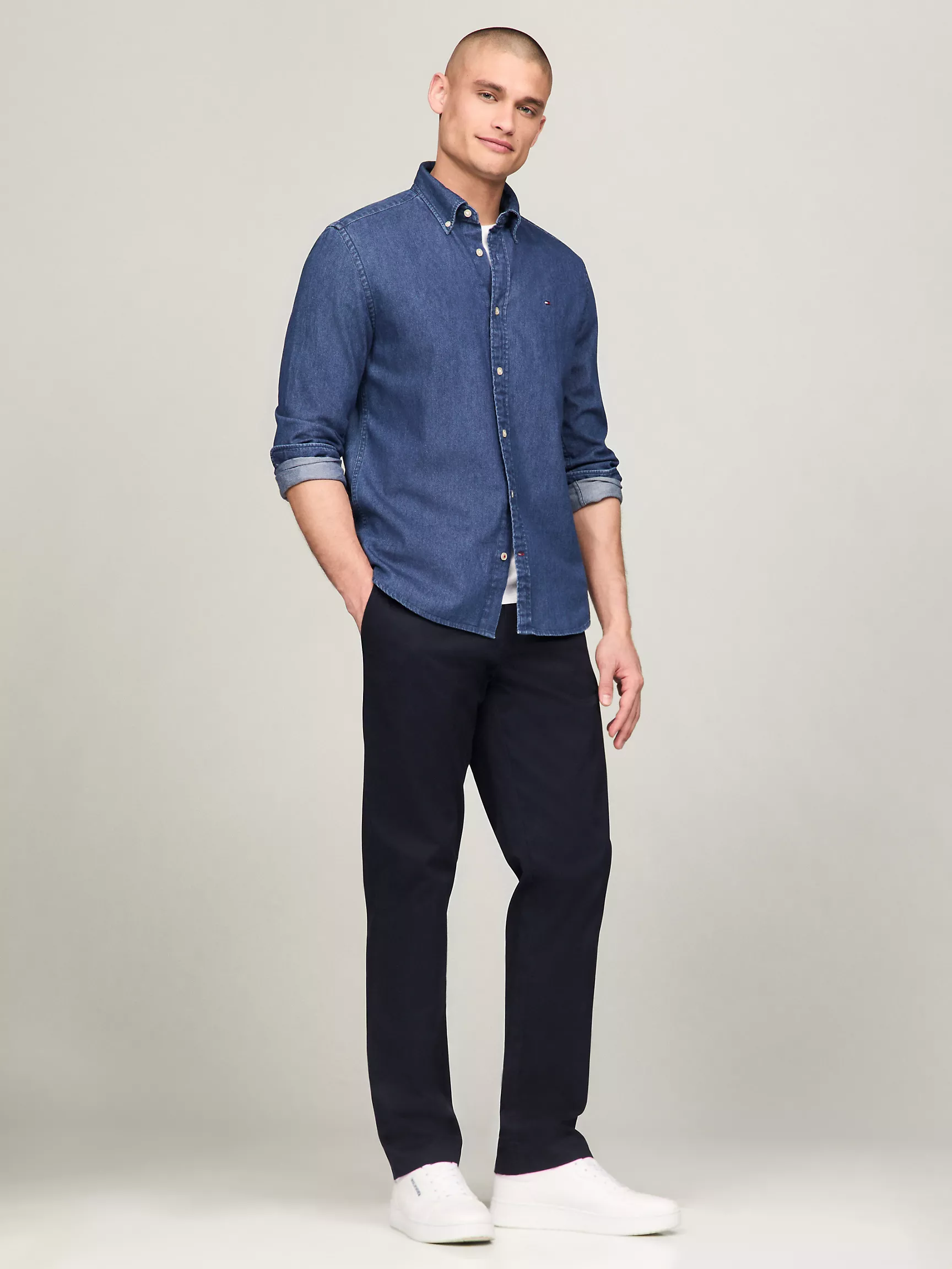 Мужская рубашка Tommy Hilfiger, Джинсовая рубашка стандартного кроя
